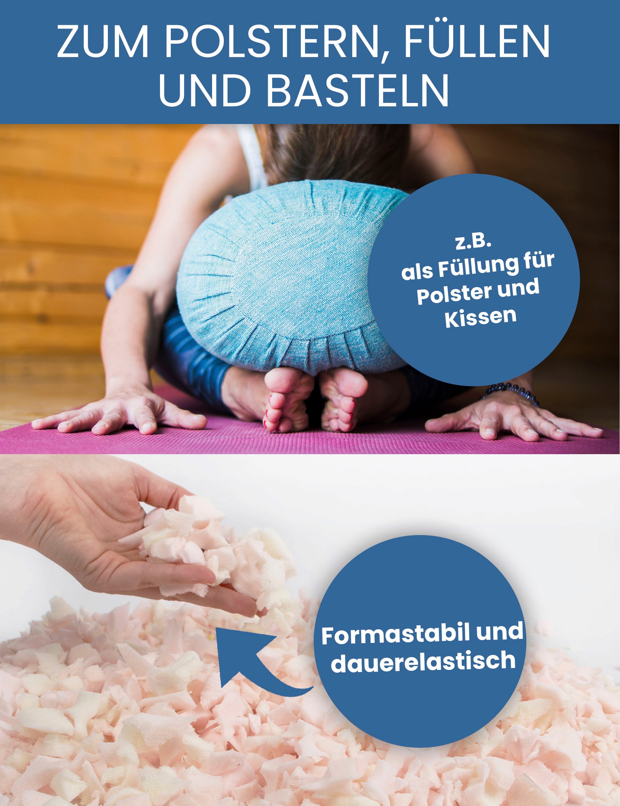 Primaflor-Ideen in Textil Kissenfüllung »Schaumstoffflocken«, Füllmaterial für Kissen, Polster, Kuscheltiere & Puppen, waschbar