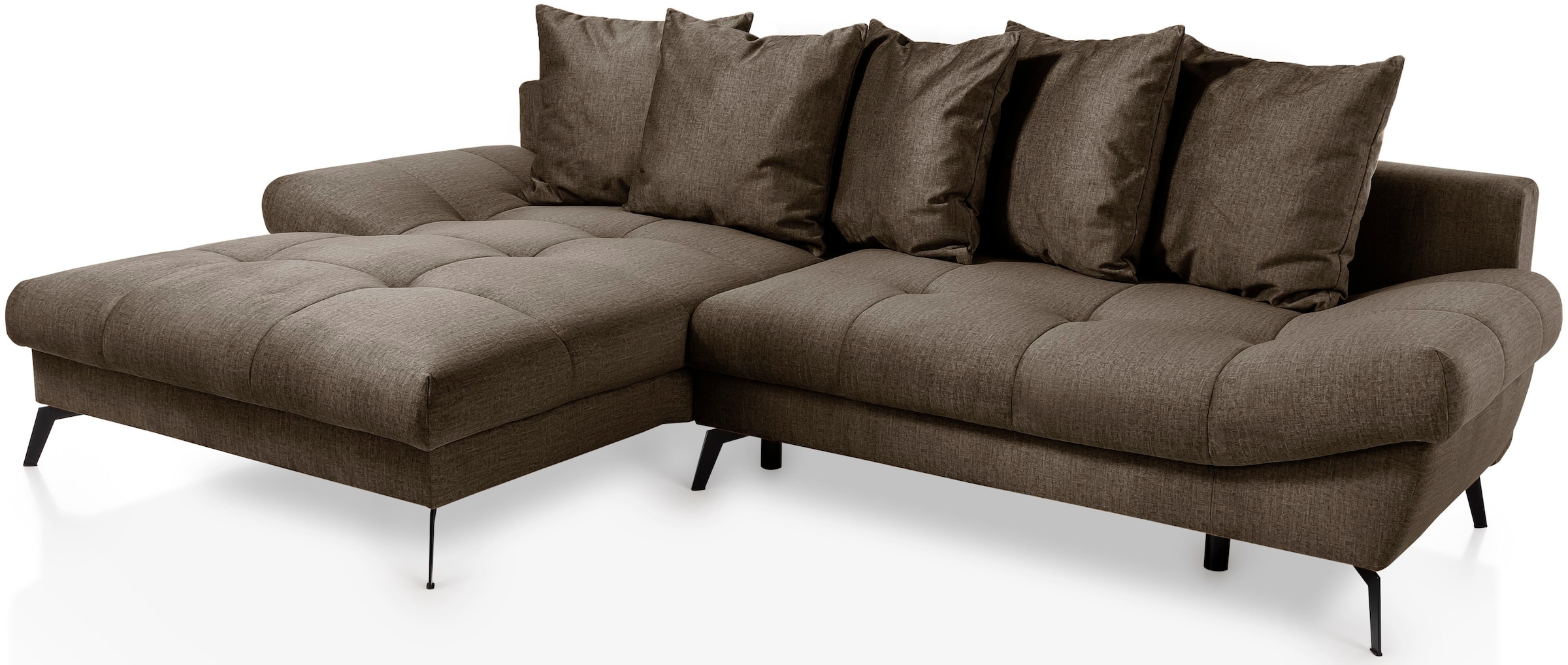 exxpo - sofa fashion Ecksofa »Olmedo, extravagantes Design und toller Sitzkomfort, L-Form«, inklusive Bettfunktion, Bettkasten und Rückenkissen