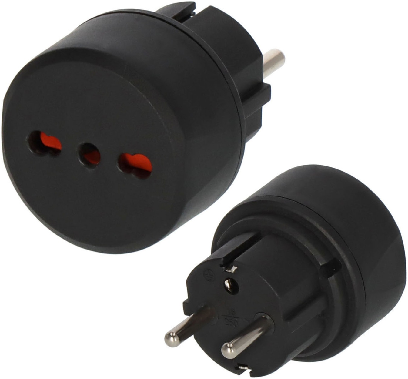BRENNENSTUHL Adapter "Reisestecker Italien - Schutzkontakt", B:5cm H:7,1cm T:5cm Ø:5mmschwarz, Adapter