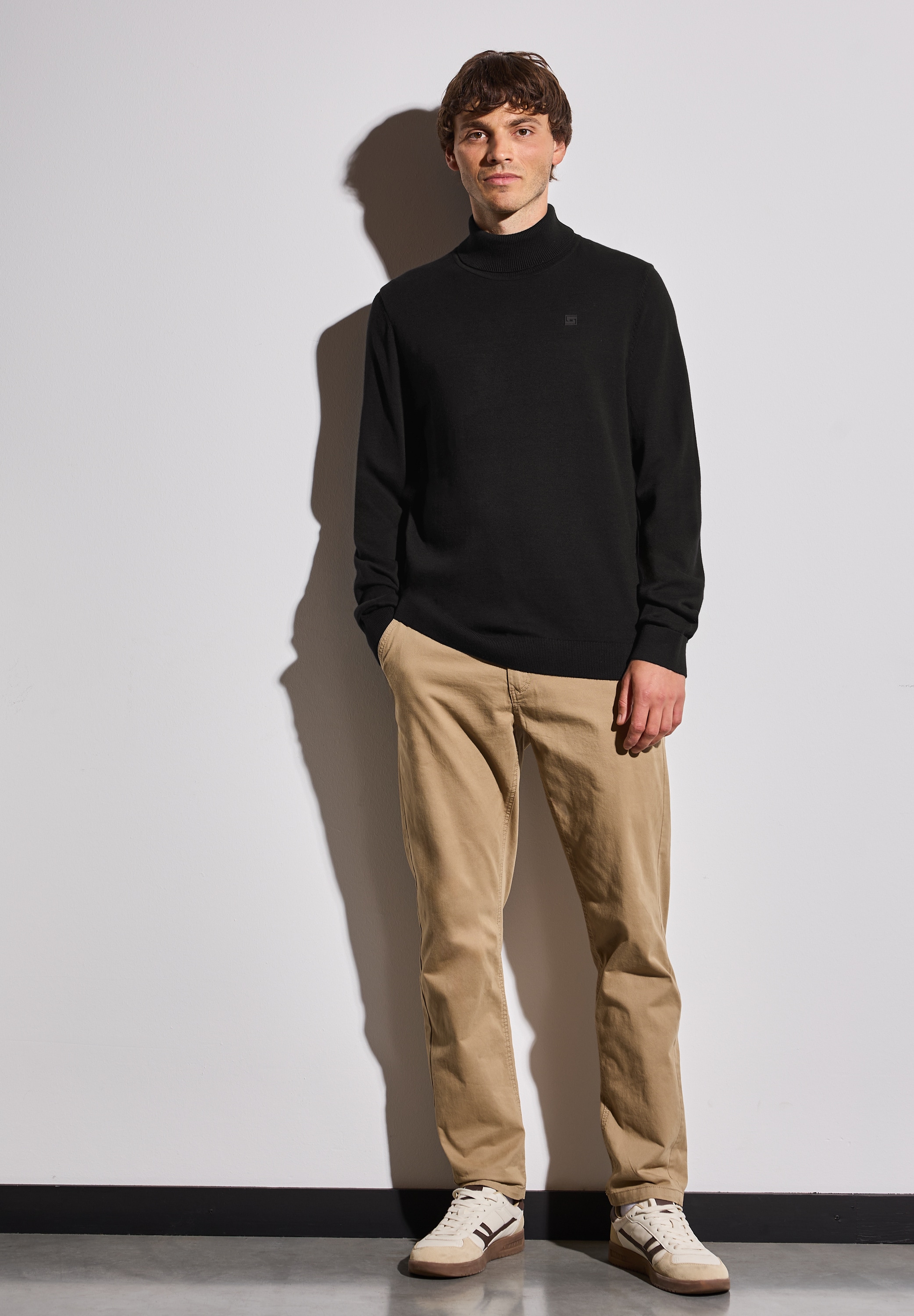 STREET ONE MEN Rollkragenpullover, aus reiner Baumwolle