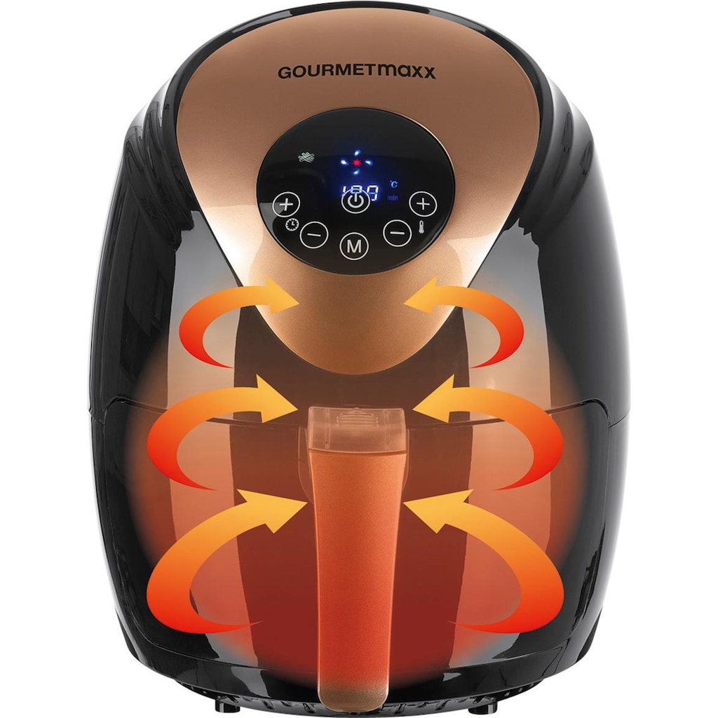 GOURMETmaxx Heißluftfritteuse »Digital 2,5l - Schwarz/Kupfer«, 1500 W