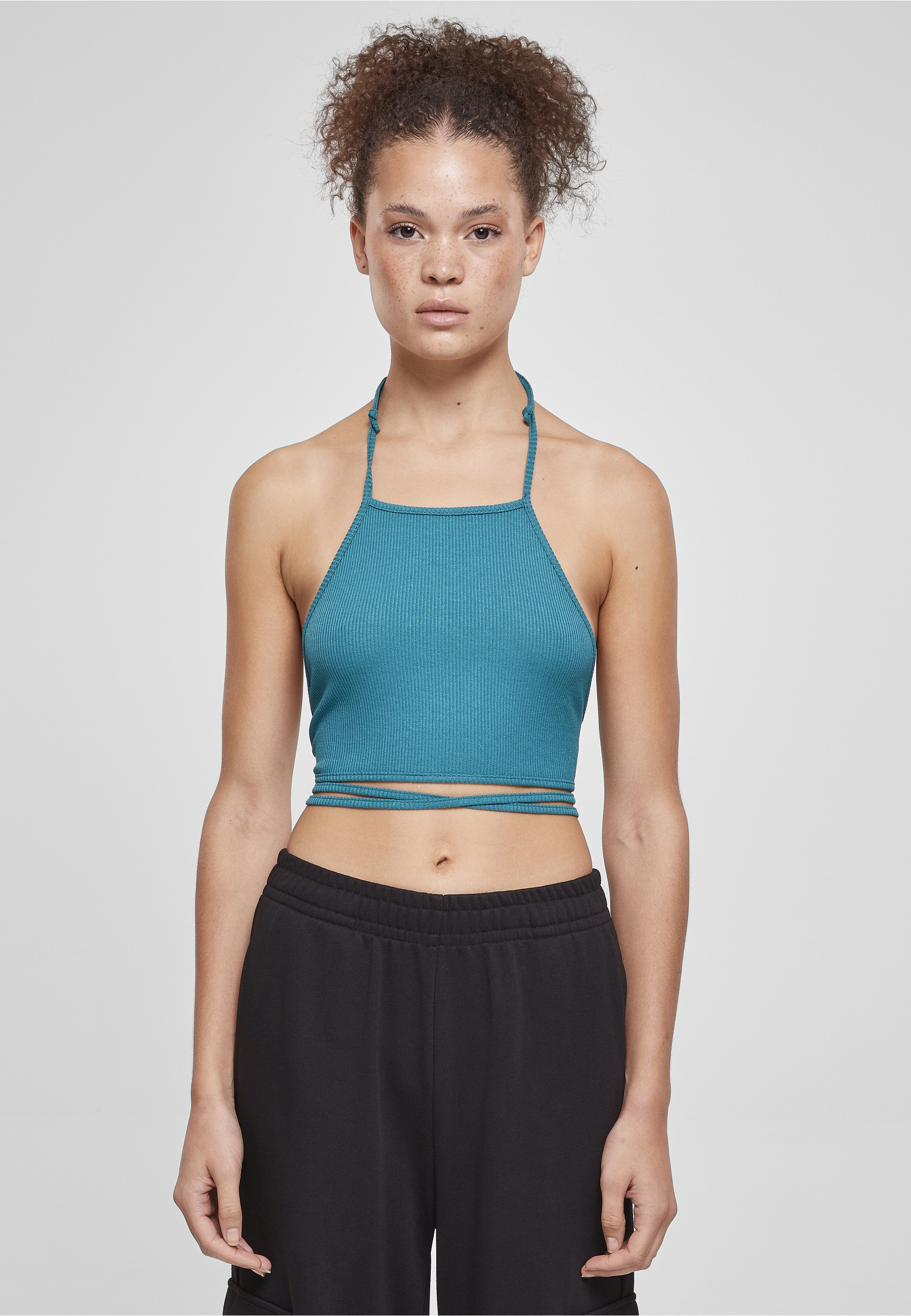 URBAN CLASSICS Tanktop »Urban Classics Damen Ladies Rib Trapeze Cropped Top« 1 Stk.