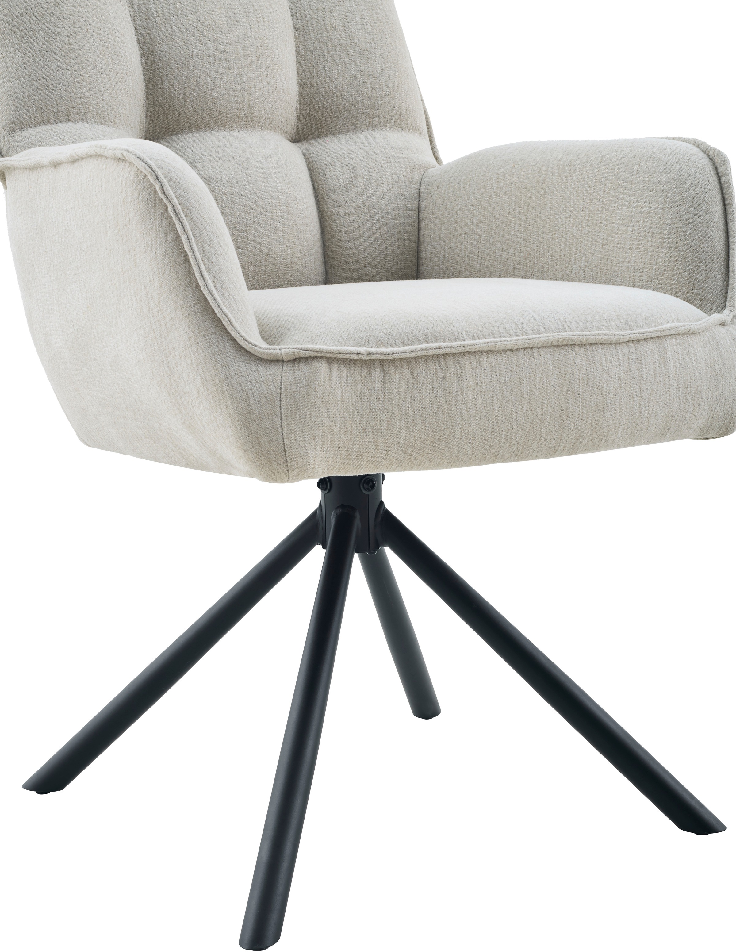 OTTO home Esszimmerstuhl »GEORGIA, 2er-Set, in Massivholz und Metallgestell erhältlich« (Set) 2 Stk.360° drehbar mit Auto Return, Federkorb, Armlehnen, 120kg belastbar