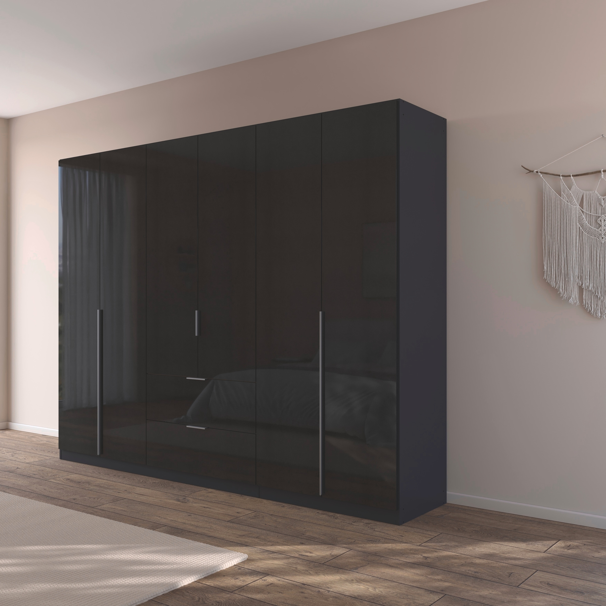 rauch Drehtürenschrank »Kleiderschrank Schrank Garderobe AGORDO mit Dekor- oder Hochglanzfront«, (in zwei Griff-Farben, Breiten 91-360 cm), mit Außenschubkästen, in 7 Breiten und 2 Höhen MADE IN GERMANY