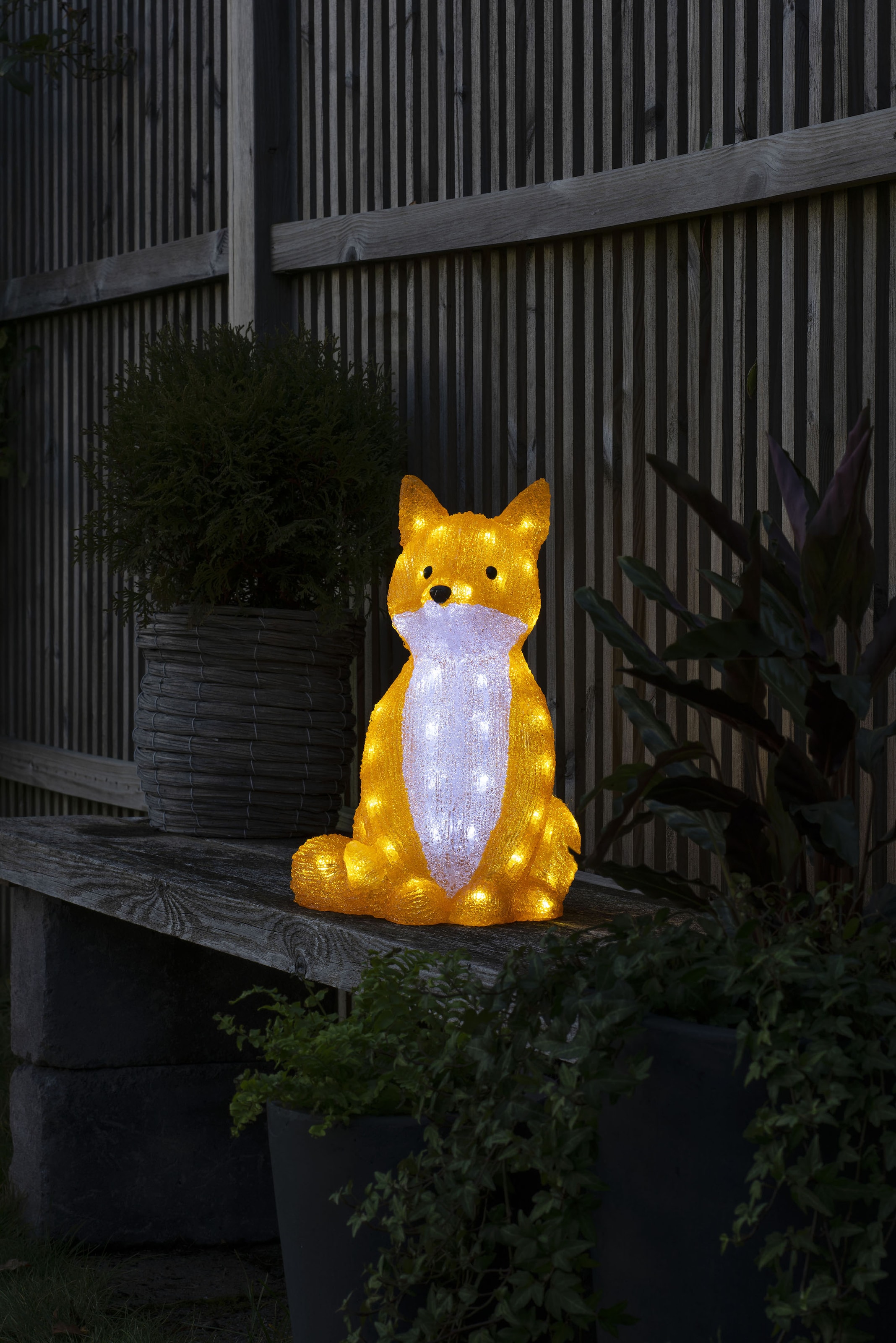 KONSTSMIDE Weihnachtsfigur LED Acryl | sitzend, weiße Fuchs, Dioden »Weihnachtsdeko kalt aussen«, 64 BAUR