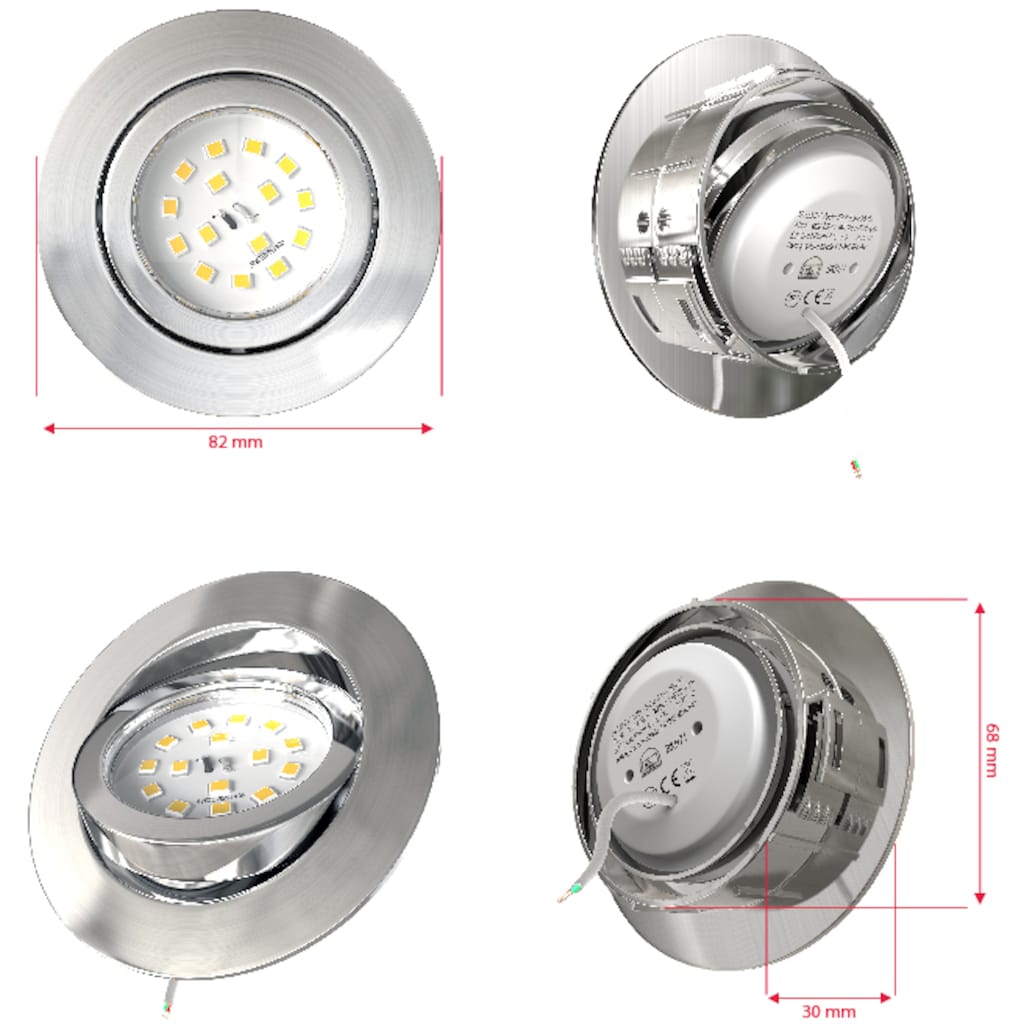 B.K.Licht LED Einbauleuchte, 5 flammig-flammig, LED Einbaustrahler, dimmbar, 3-stufig, Wandschalter, schwenkbar