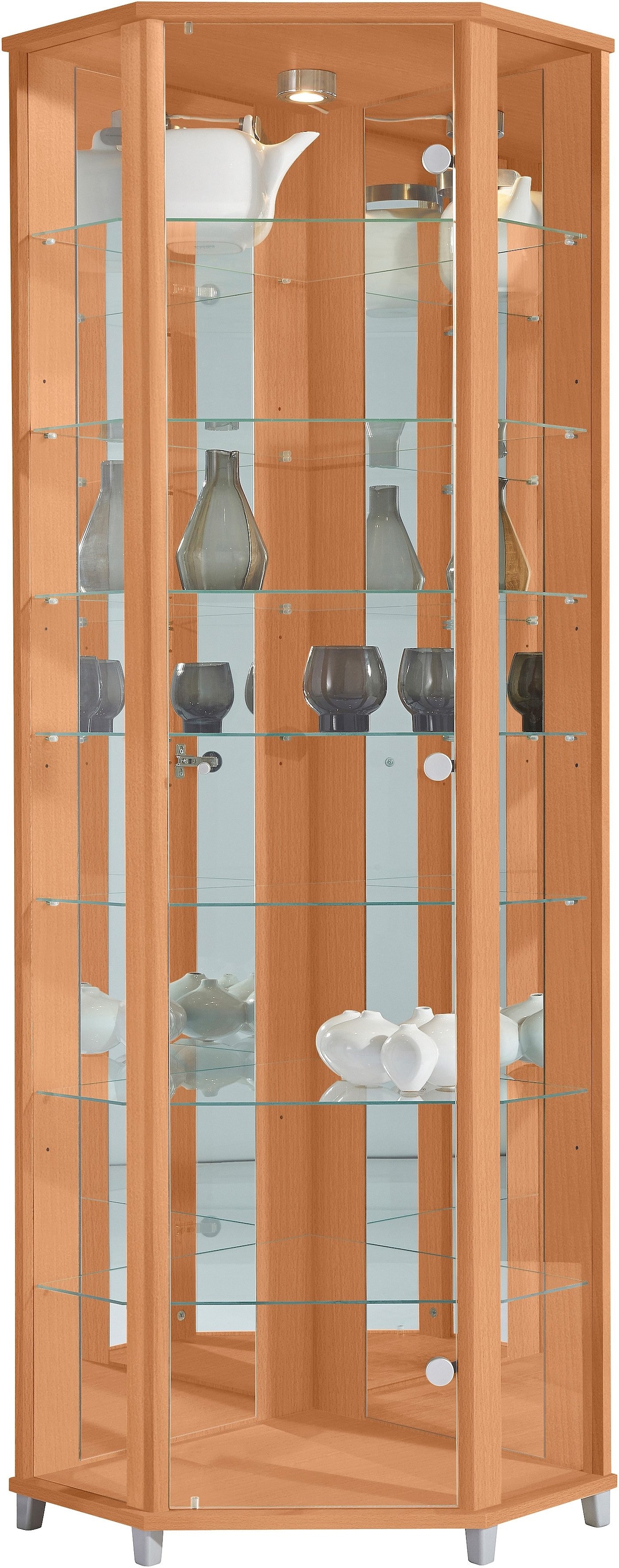 fif möbel Vitrine "TRIO", Eckvitrine/Glasvitrine 1x Glastür, perfekt für Sammler, Sammlervitrine