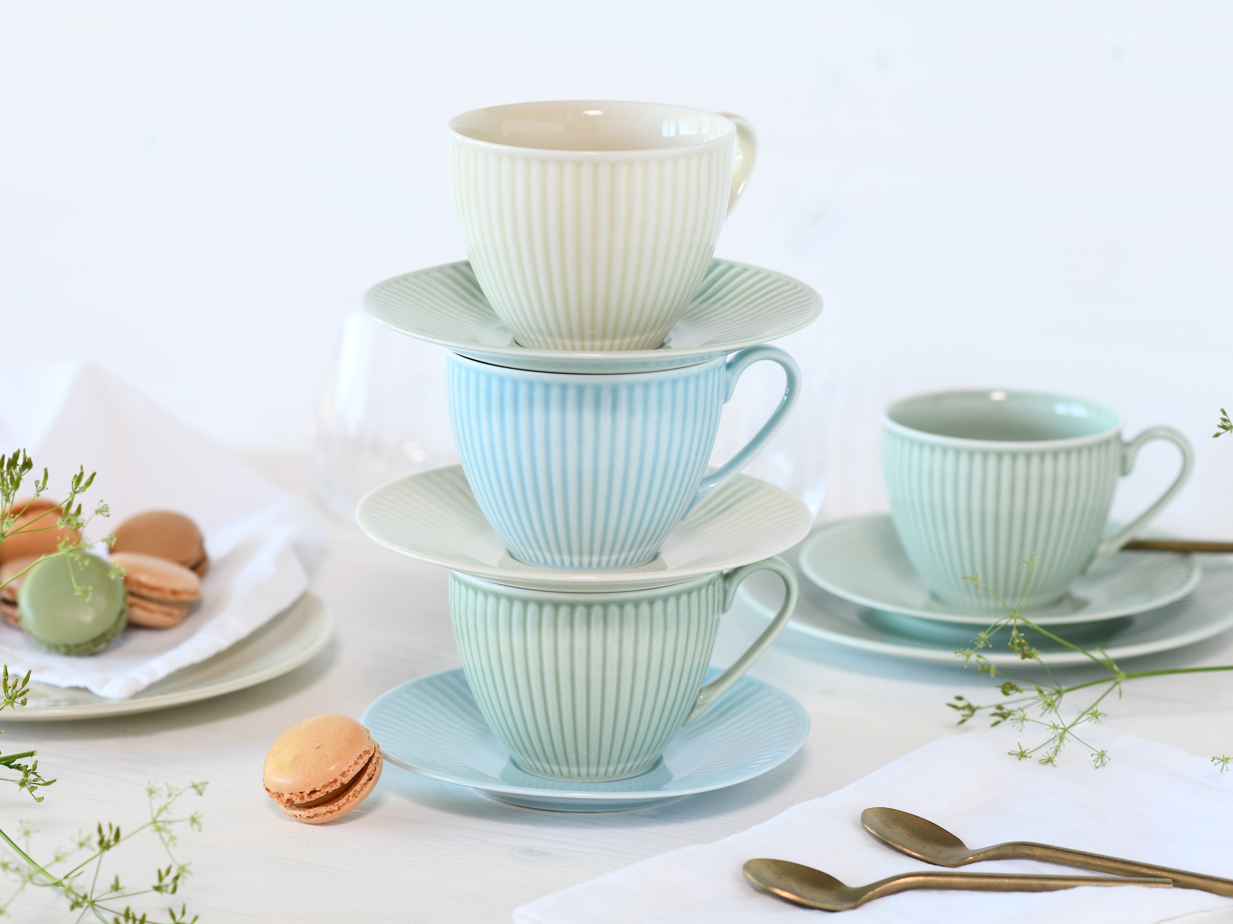 CreaTable Kaffeeservice »Valencia Pastell, Kaffee-Service 18-tlg«, (Set, 18 tlg.), Elegant, Boho Chic