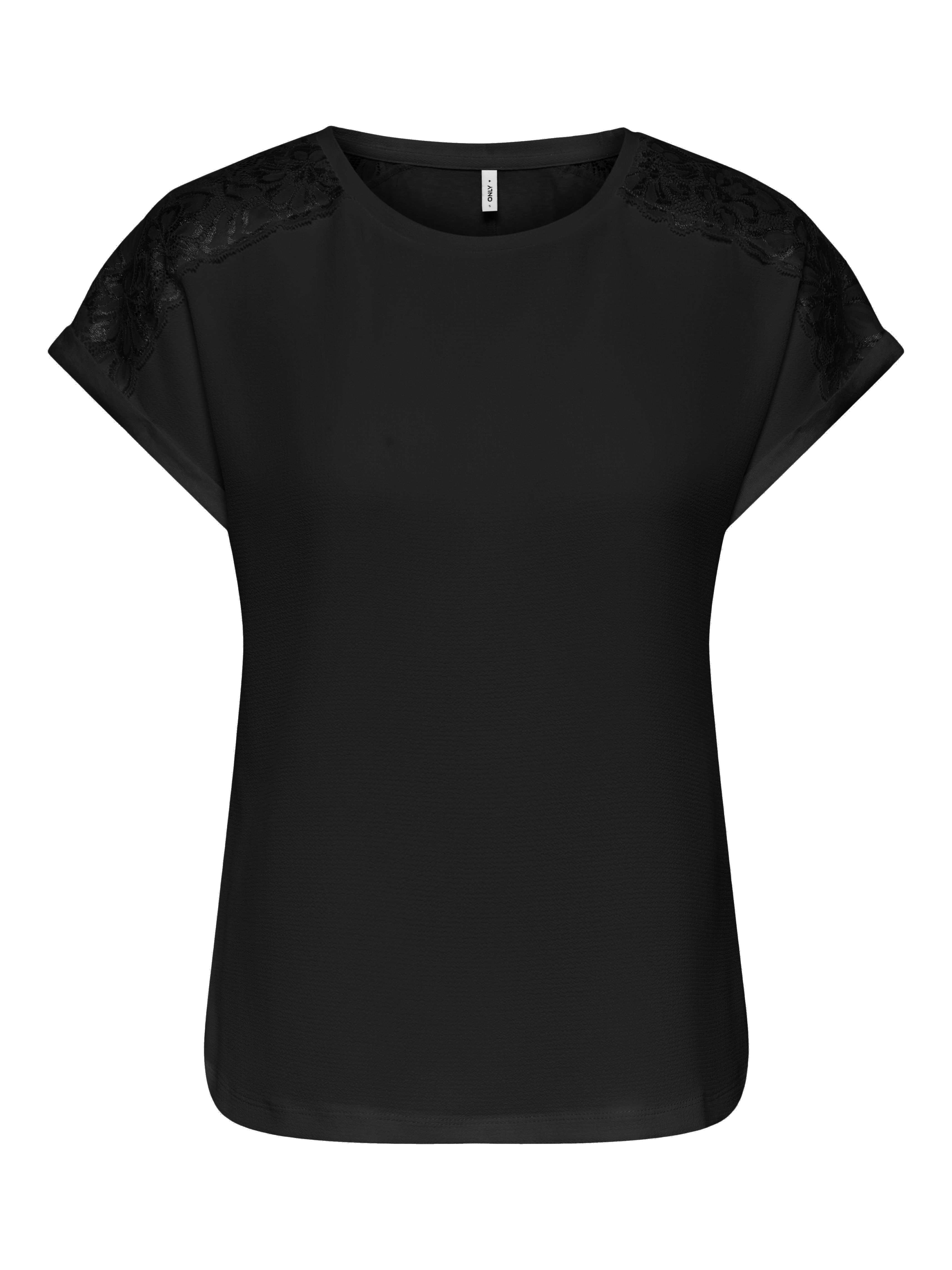 ONLY Kurzarmshirt "ONLAMANDA S/S O-NECK MIX TOP JRS" Materialmix, regular fit, Rundhals