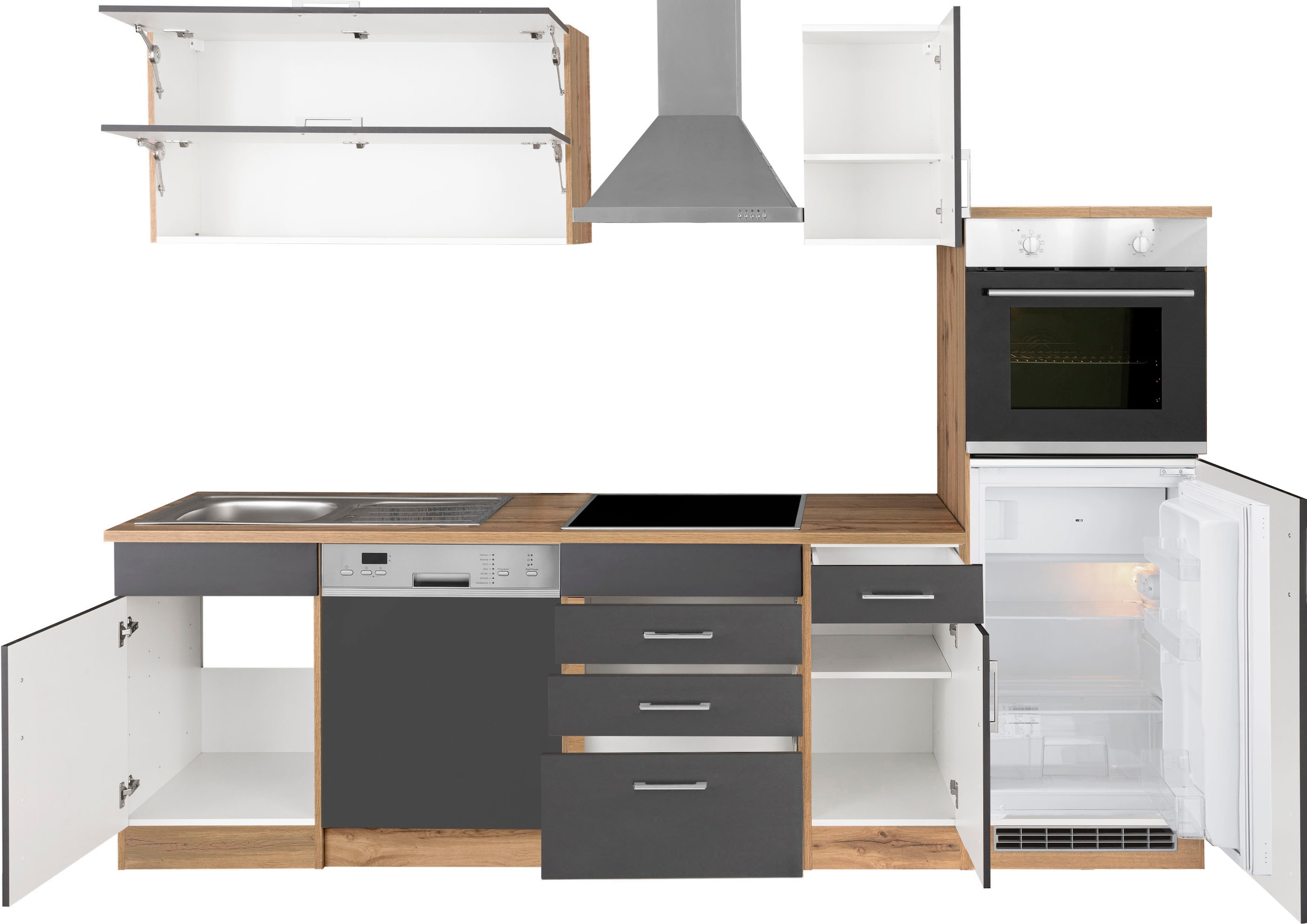 KOCHSTATION Küchenzeile »KS-Colmar«, mit E-Geräten, Breite 270 cm