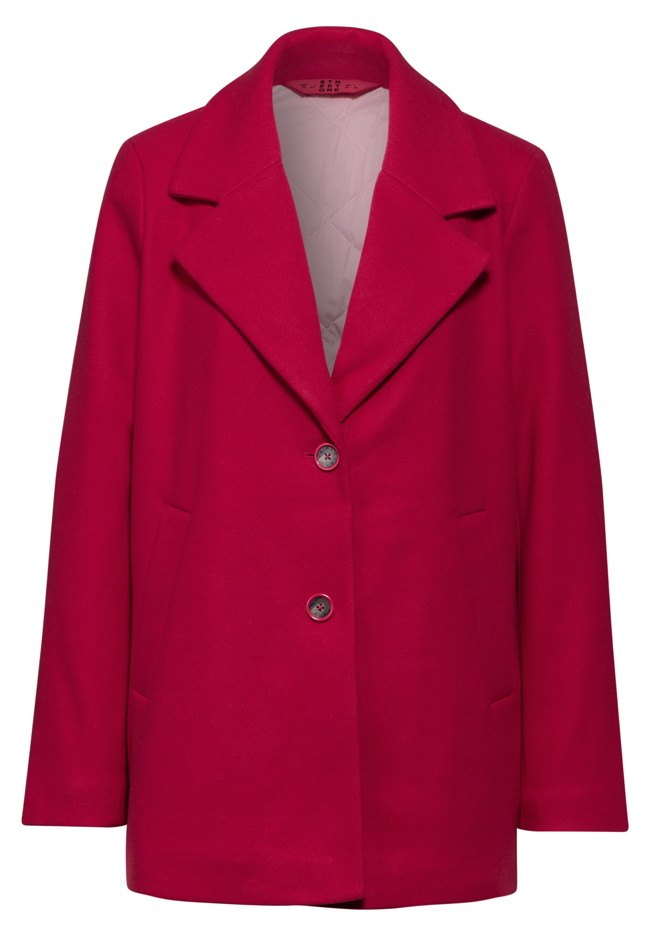 Cabanjacke STREET ONE, Damen, Gr. 44, rot (carpet rot), Stoff, 90% Polyester, 10% Viskose, unifarben, normal hüftbedeckend, V-Ausschnitt, normaler Saum, Jacken, mit Reverskragen 3