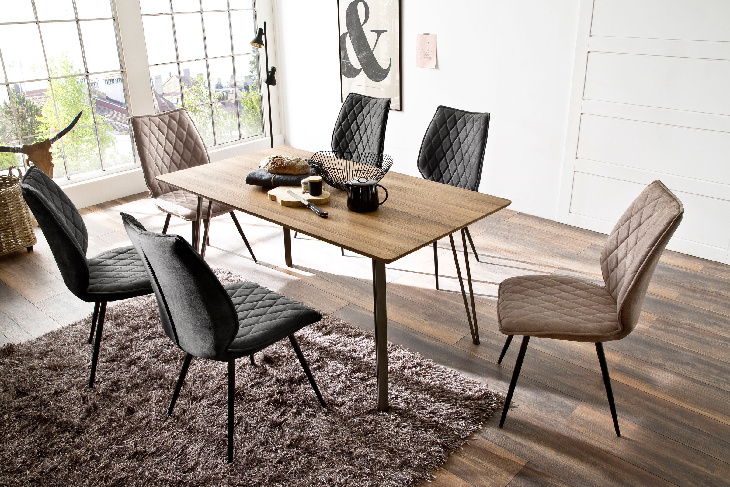 MCA furniture 4-Fußstuhl "Navarra" () 2 Stk. 2-er Set mit Stoffbezug, belas günstig online kaufen