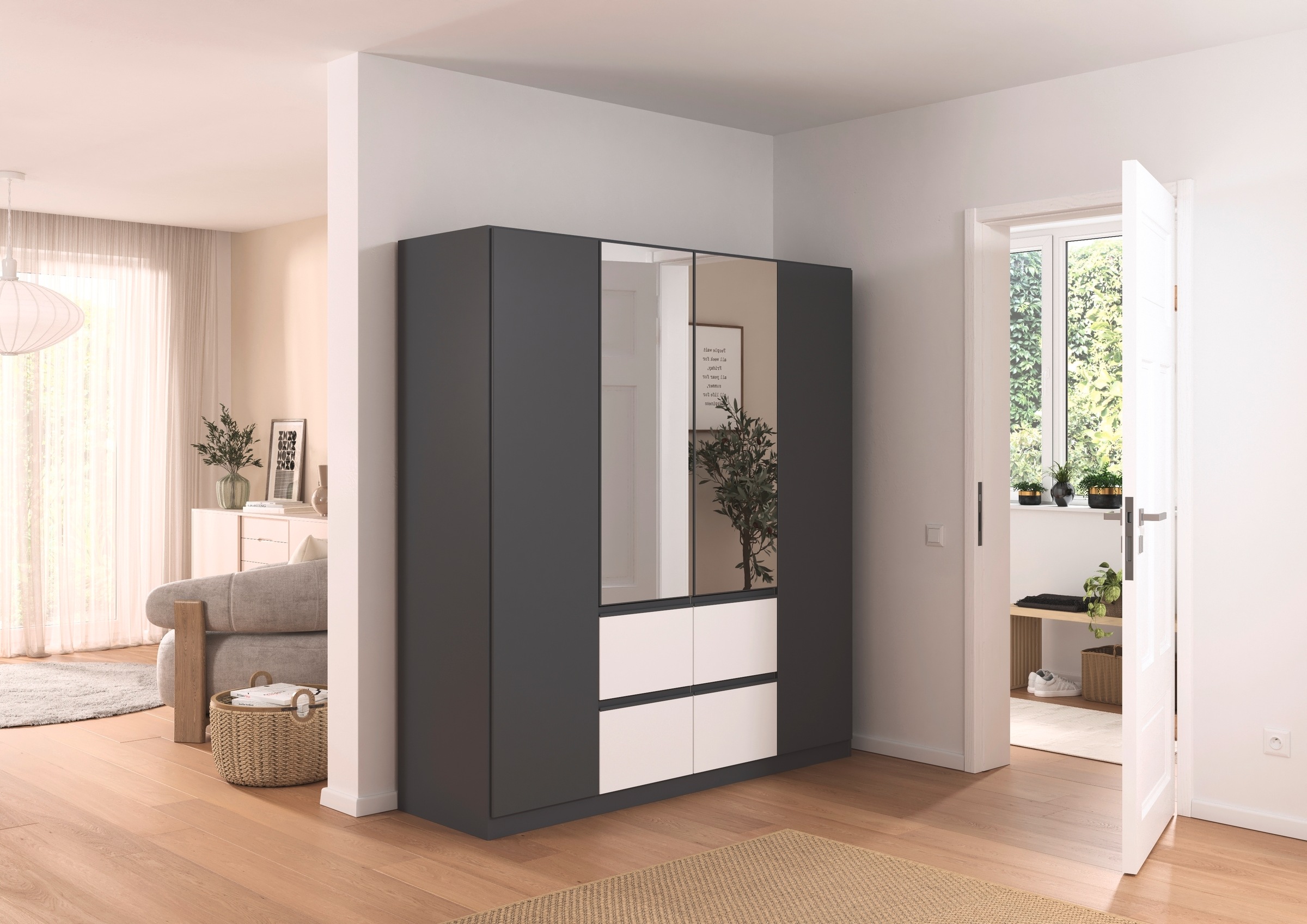 rauch Drehtürenschrank »Kleiderschrank Schrank Garderobe Wäscheschrank BRISTOL in 2 Breiten«, grifflose Front mit Push-to-Open Funktion in 2 Breiten MADE IN GERMANY