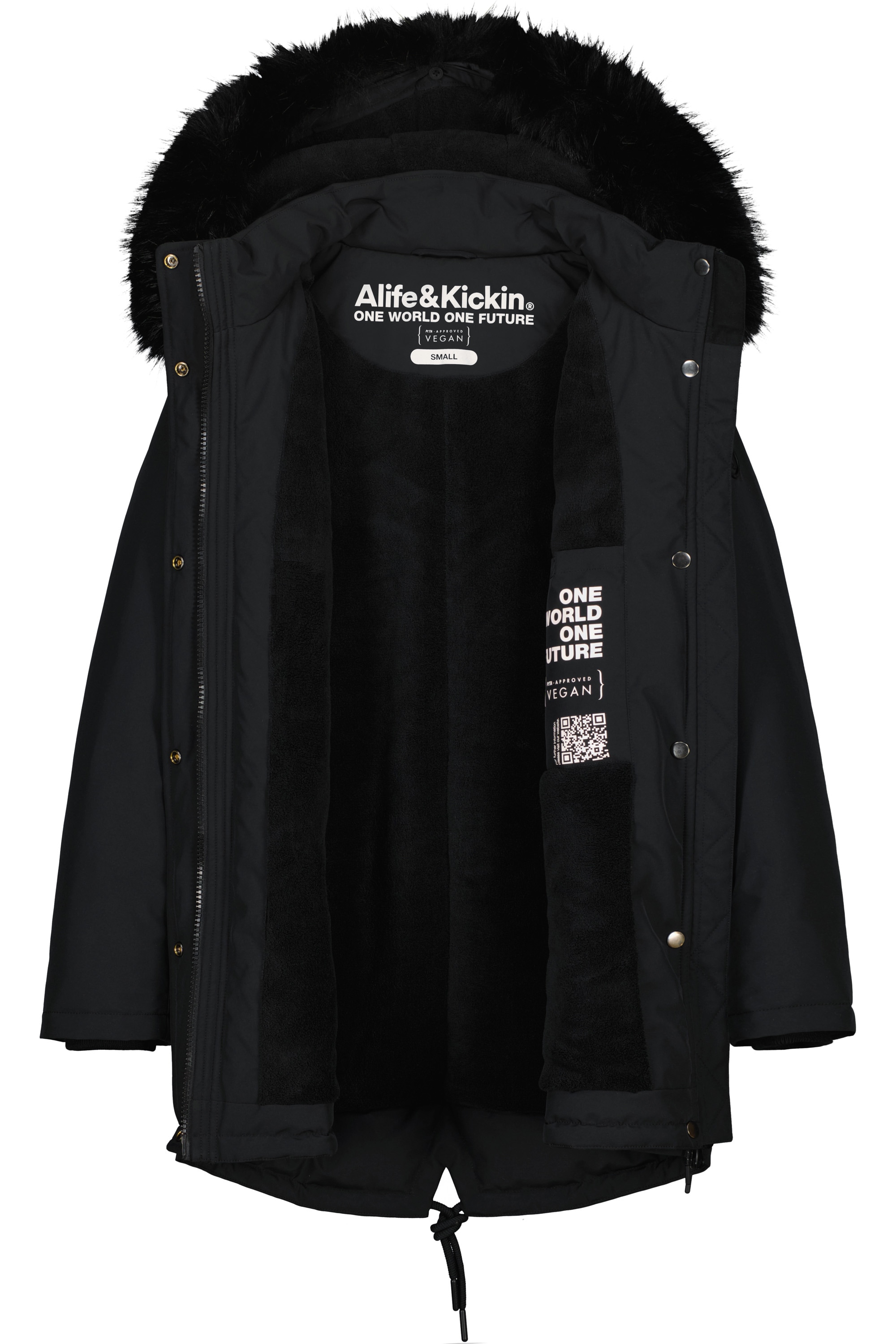 Alife & Kickin Winterjacke »Damen KierseyAK A«, Kurzer Mantel mit weichem Teddy-Innenfutter und abnehmbarer Kapuze