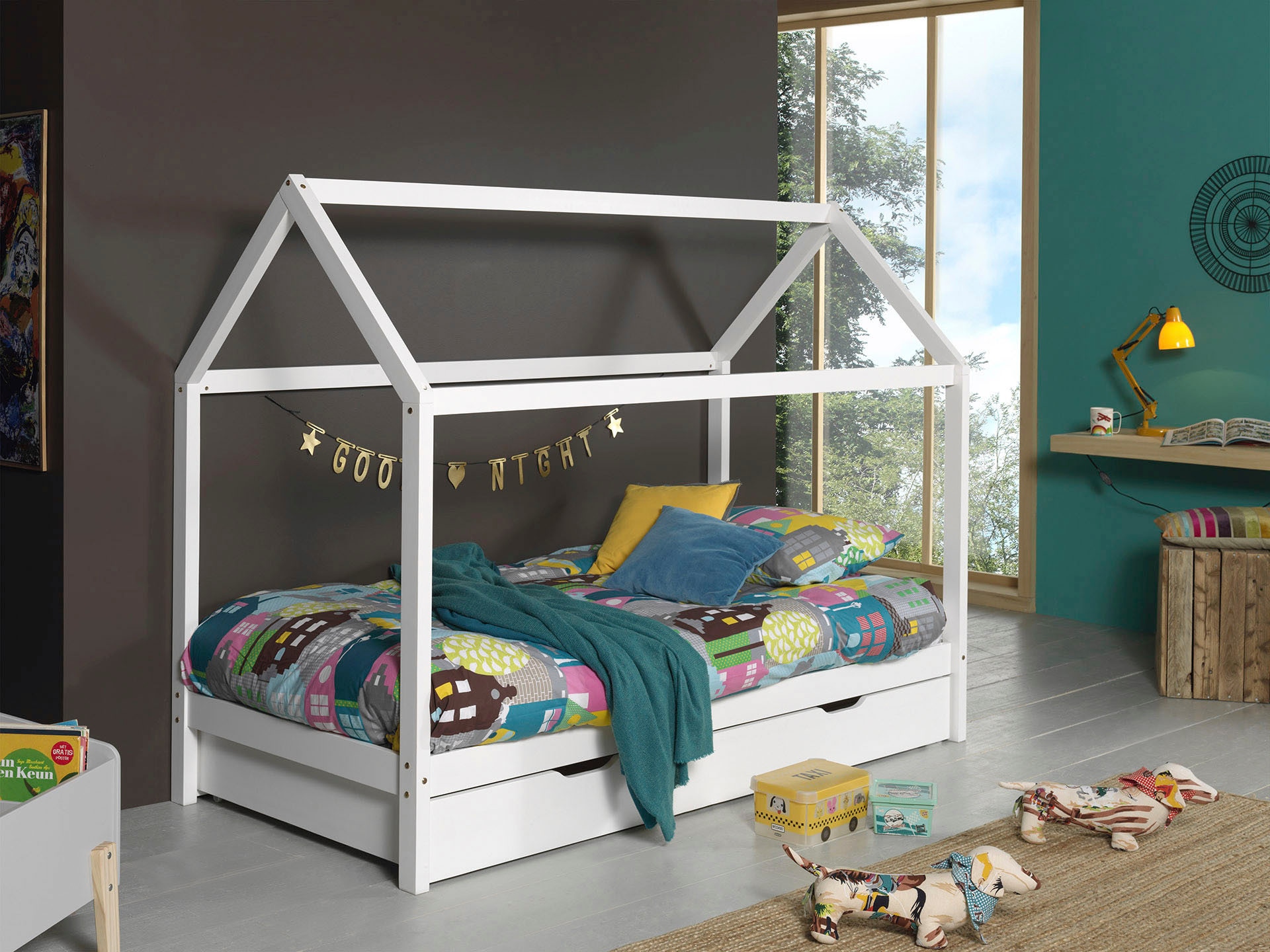 Vipack Hausbett "Dallas, Hausbett Kiefer massiv, stabil gebaut, mit Rolllat günstig online kaufen