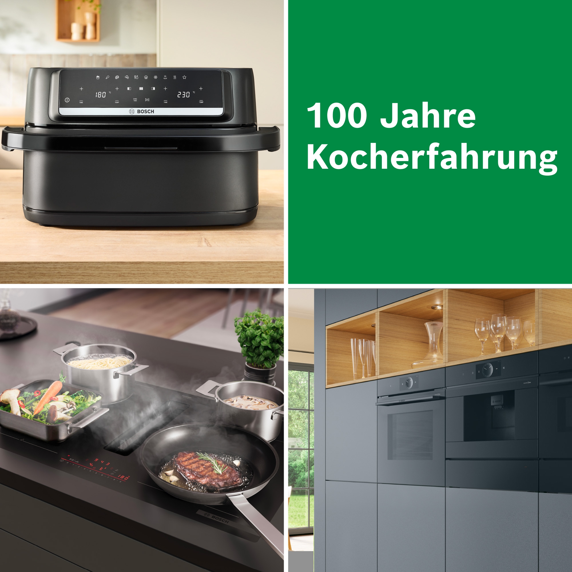 BOSCH Heißluftfritteuse »Airfryer MAFD490B7, Dualbasket, 10 L oder 2* 5L Kammern, schwarz« 2500 W PFAs frei, einfache Reinigung, 6 voreingestellte Programme
