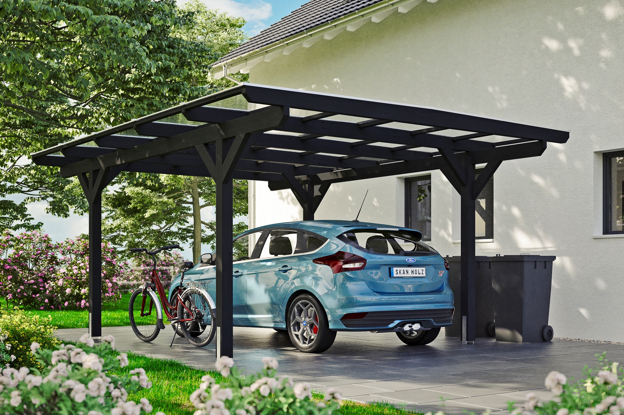 Skanholz Einzelcarport »Odenwald«, Holz, 326 cm, Anthrazit