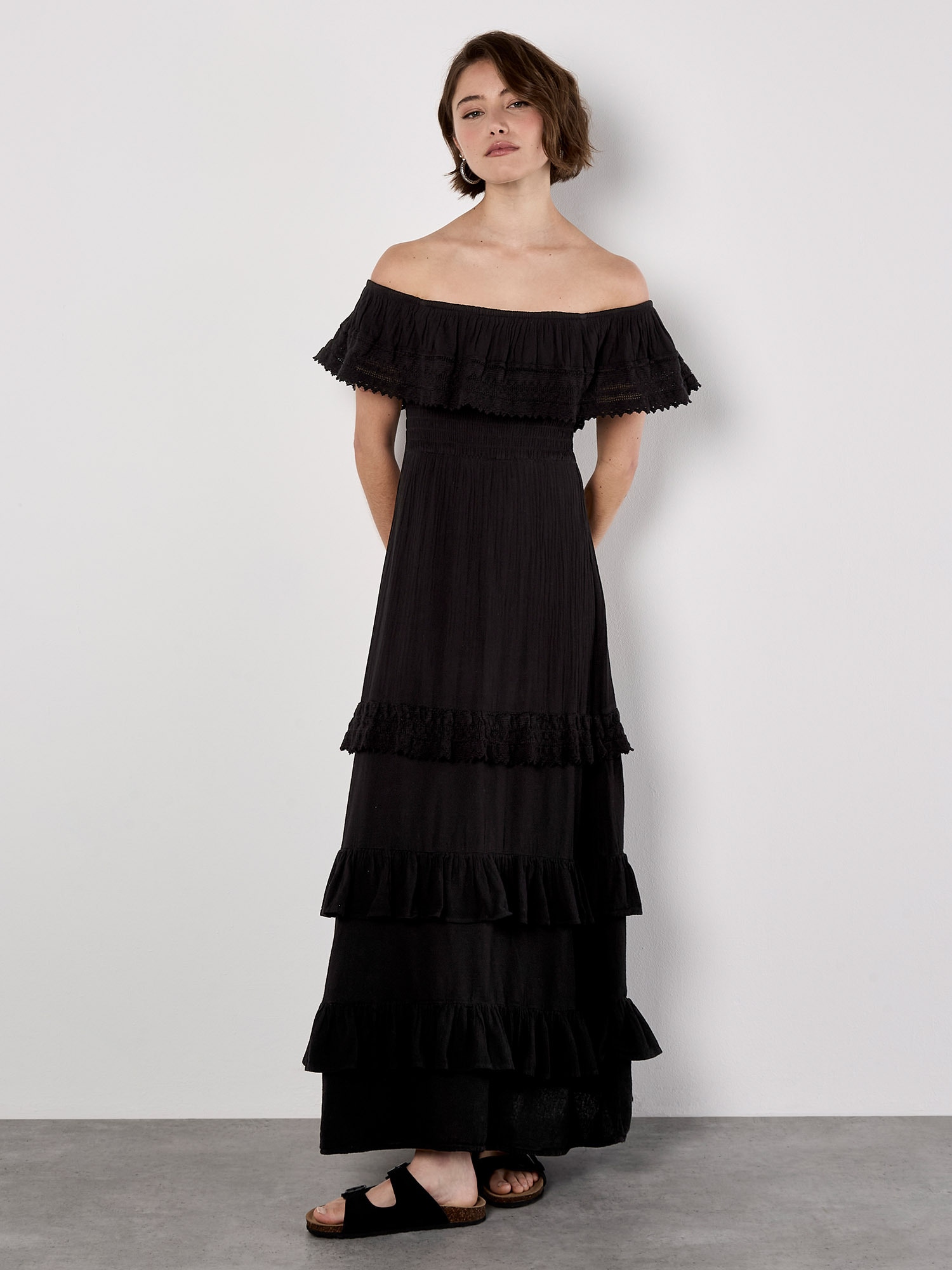 Apricot Bandeaukleid »Bandeau-Rüschenkleid« mit Spitze