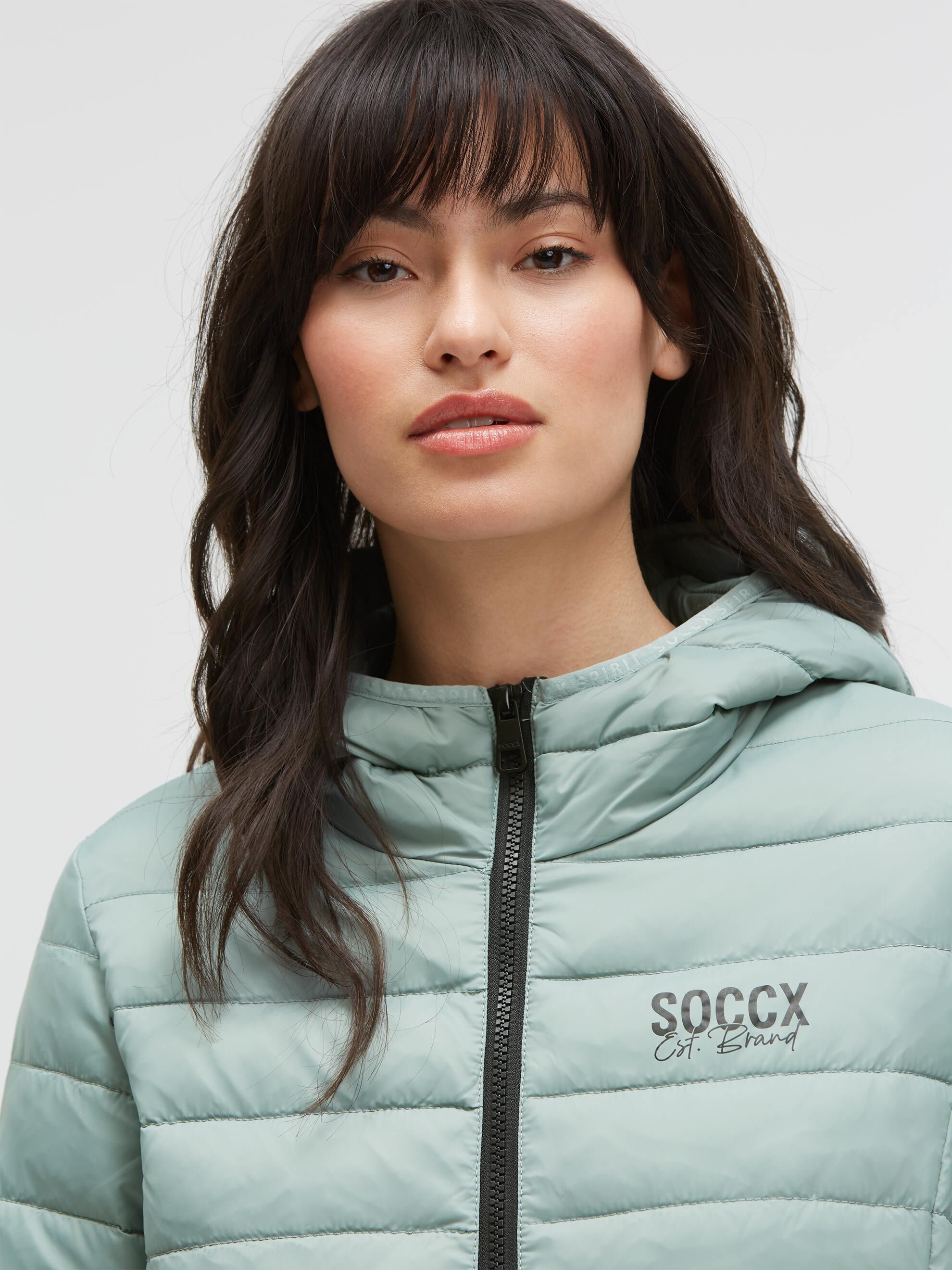 SOCCX Outdoorjacke mit Kapuze mit elastischem Saumabschluss