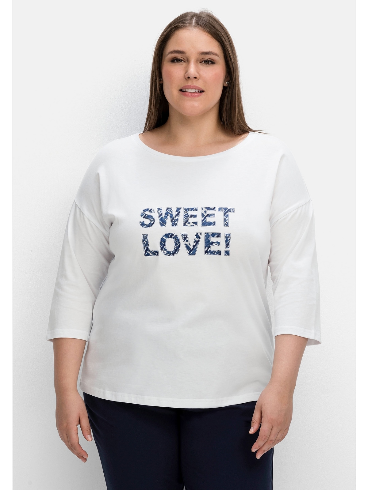 Sheego 3/4-Arm-Shirt »Große Größen«, Frontdruck BAUR kaufen | online mit