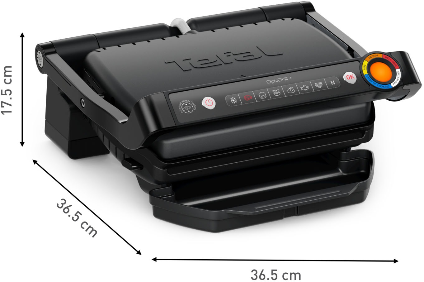 Tefal Kontaktgrill »OptiGrill+, erneuerte Kochstufenanzeige, 6 automatische Programme«, 2000 W, spülmaschinengeeignete Platten, inkl. MyTefal App, GC717810