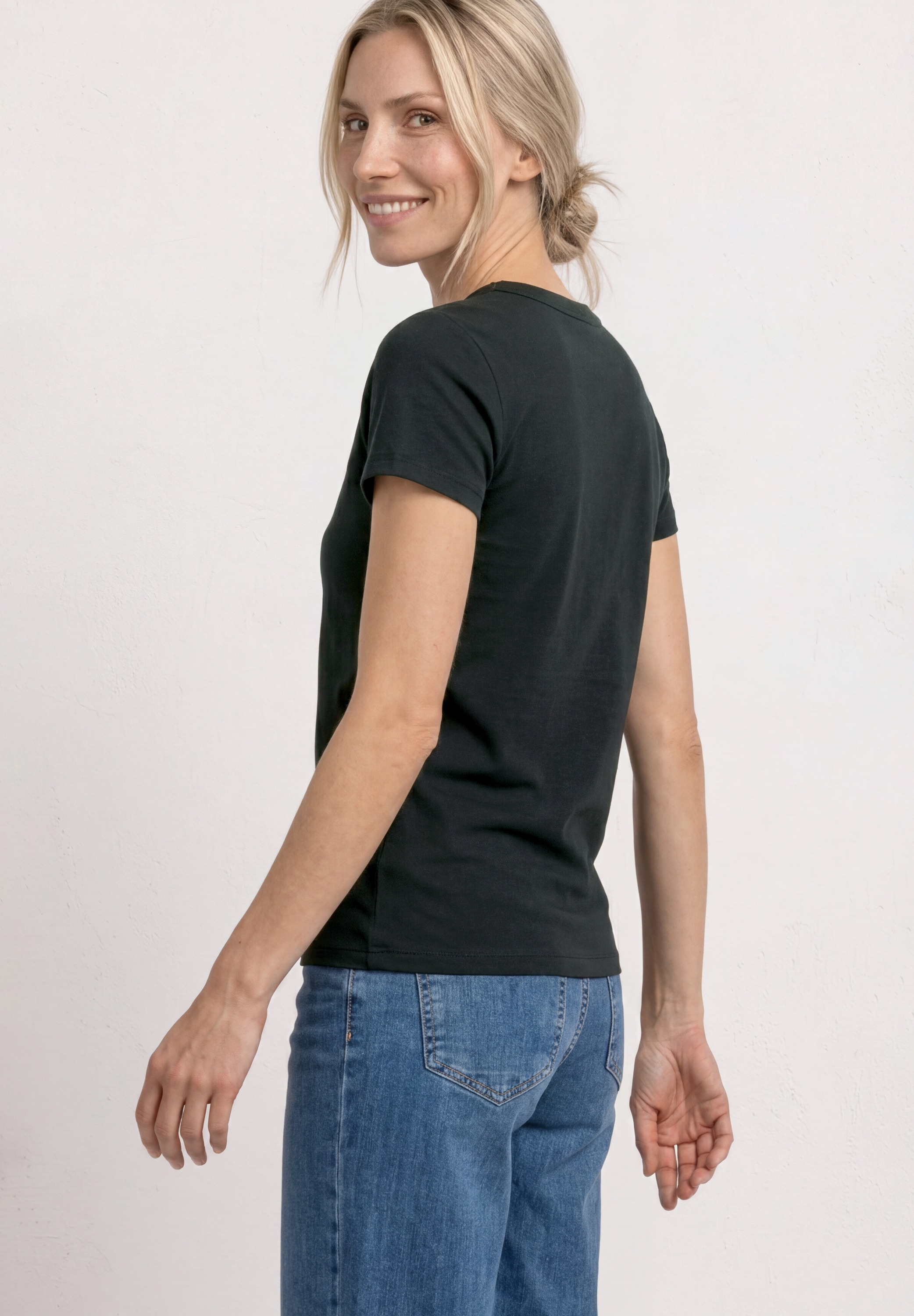 STREET ONE T-Shirt mit geschlitztem Rundhalsausschnitt