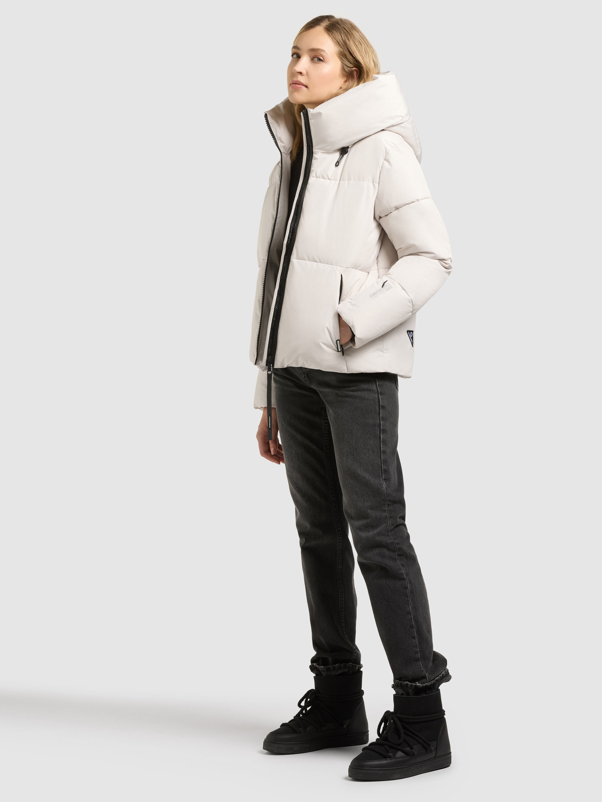 KHUJO Damen Steppjacke "AUDREY2", weiß, Gr. S, leicht glänzend, Web, 100% Polyester, Jacken
