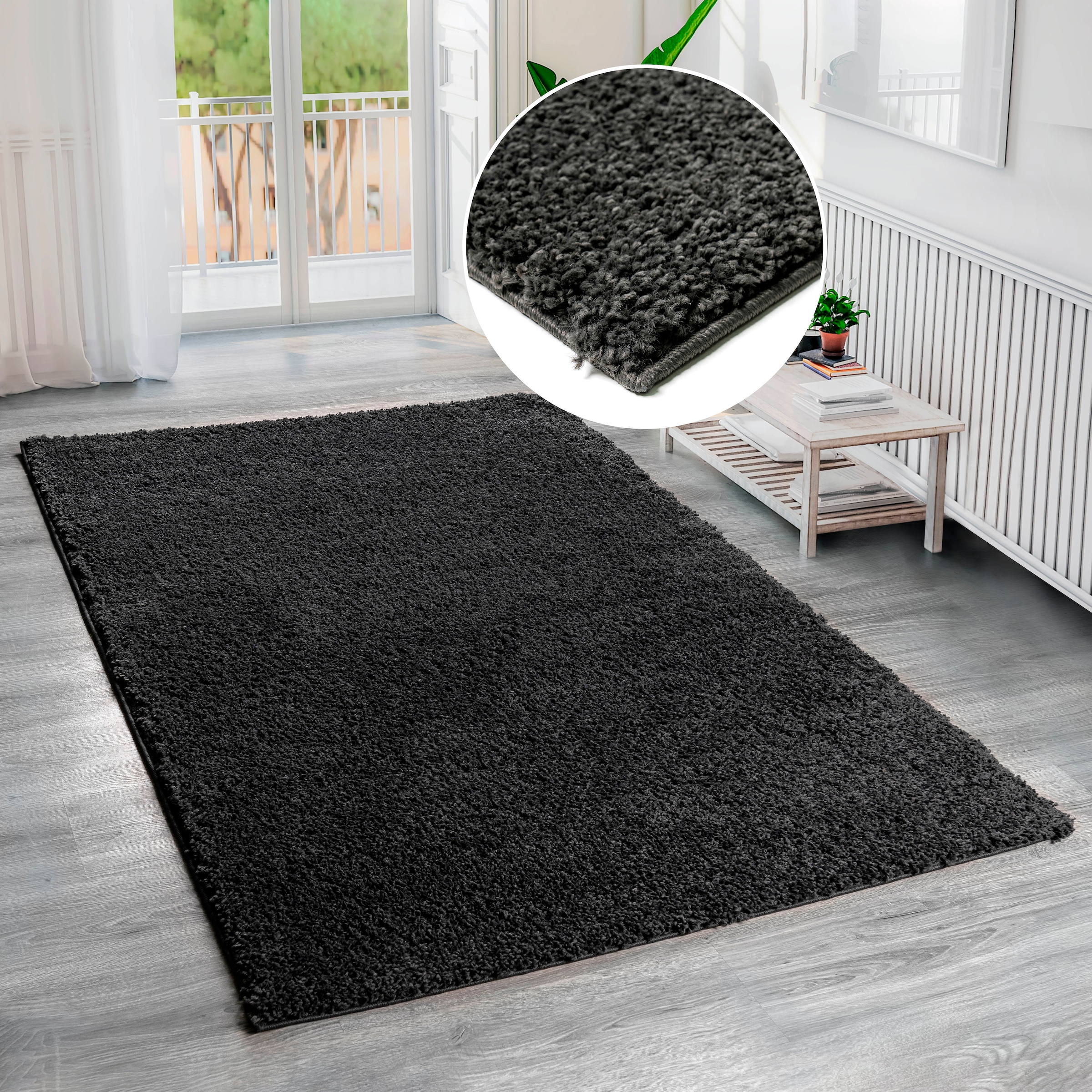Hochflor-Teppich BRUNO BANANI "Shaggy Soft" Gr. 7, grau (dunkelgrau), B:240cm H:30mm L:320cm, Kunstfaser, Teppiche, gewebt, Uni Farben, besonders weich und kuschelig, Kundenliebling