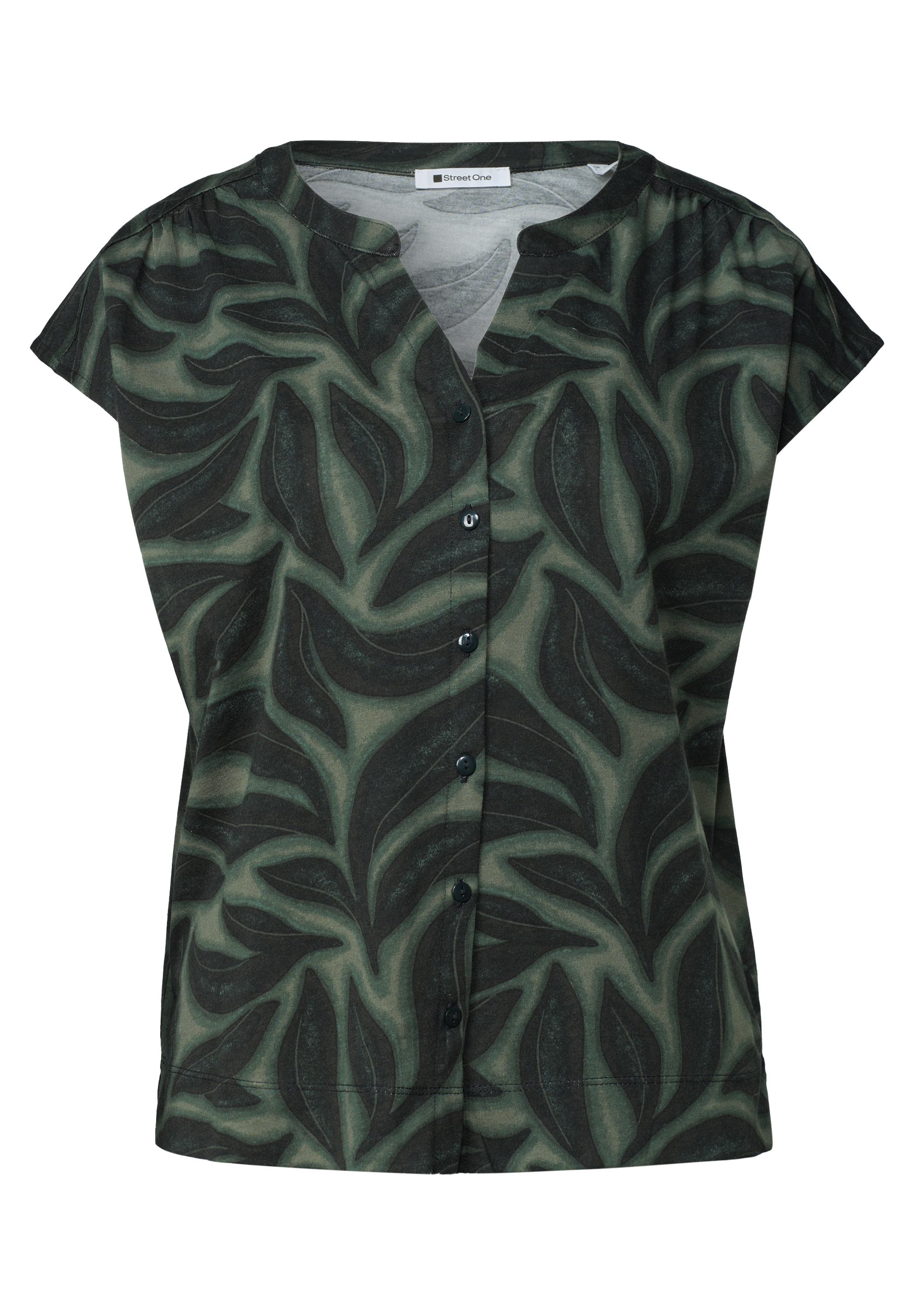 STREET ONE Shirttop Sommershirt im floralem Look und mit Knopfleiste