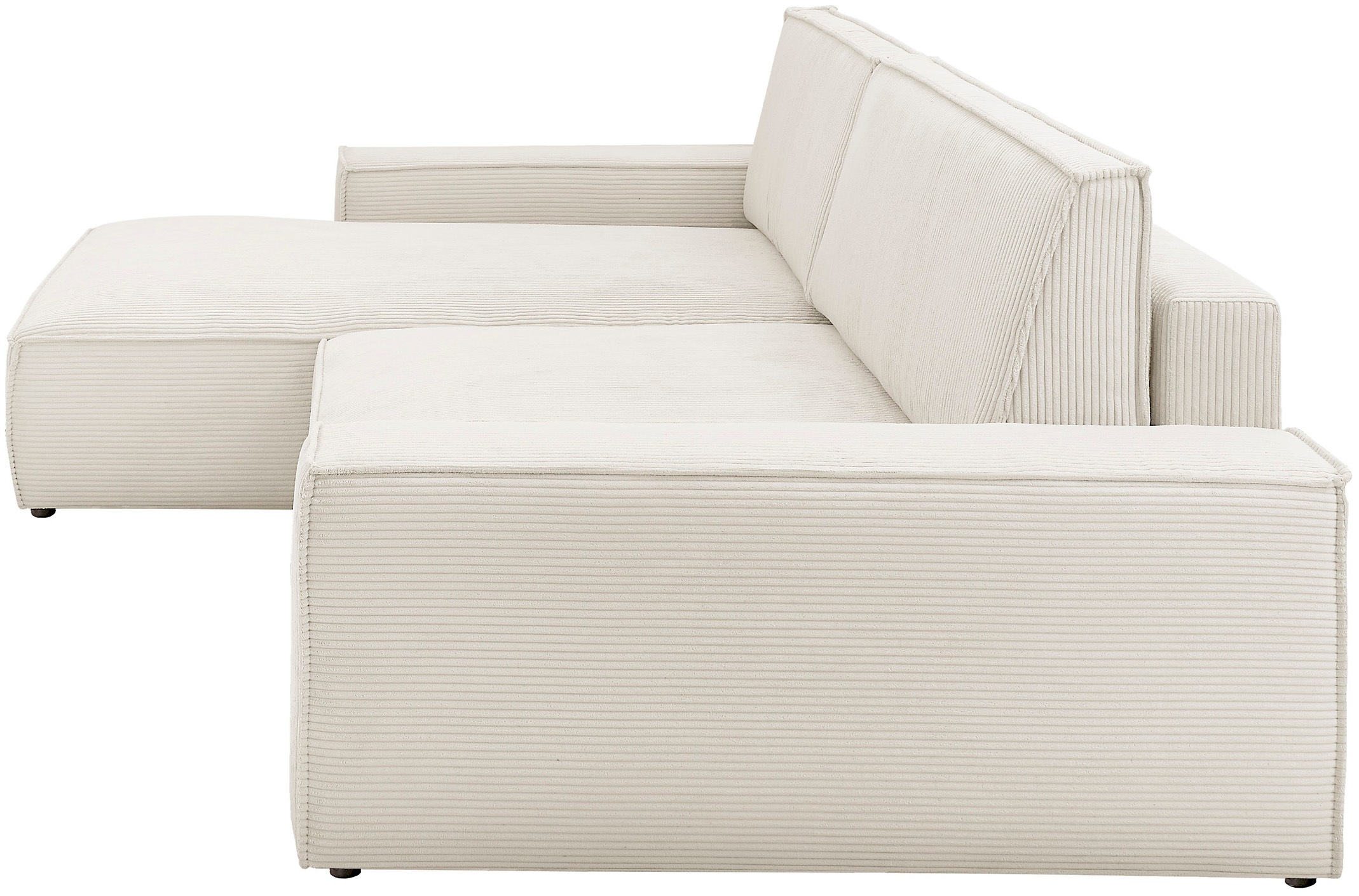 Home affaire Ecksofa »NEU: SHERWOODL XXL 284, Big-Sofa L-Form, tiefe Sitzfläche 95 cm, Cord,«, Leinenoptik, Recamiere rechts/links, auch als Schlafsofa stellbar
