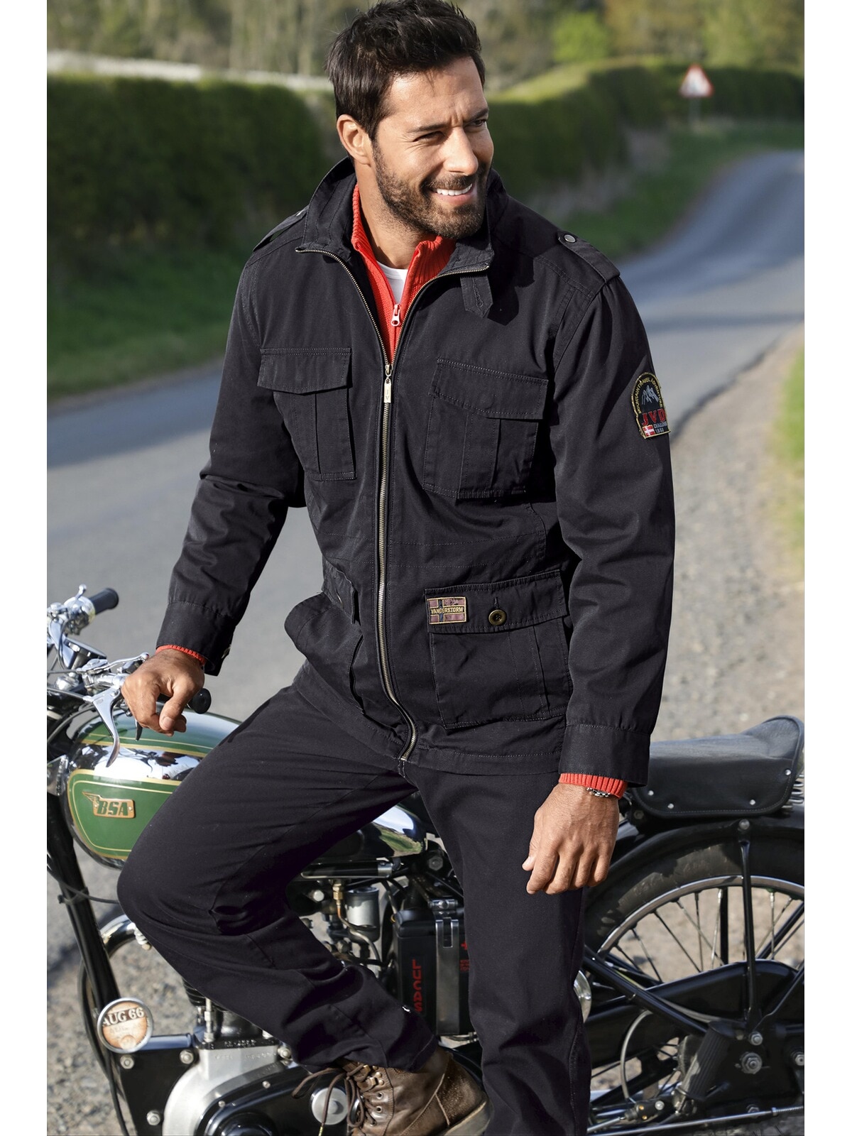 Jan Vanderstorm Fieldjacket »Fieldjacket BROR«, (1 St.), ohne Kapuze, in modischem Used-Optik