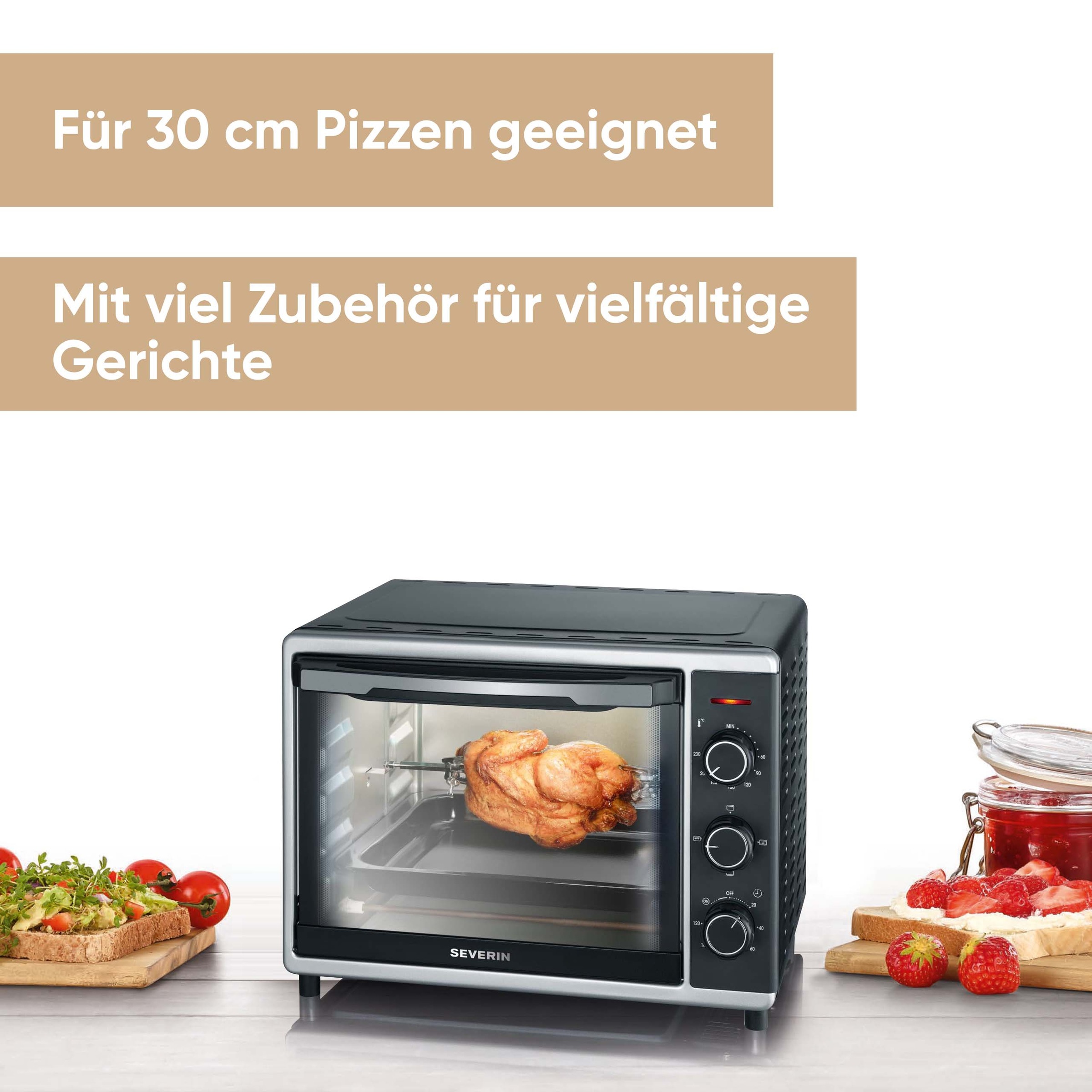 Severin Minibackofen "TO 2056" Umluft, Ober- und Unterhitze getrennt oder k günstig online kaufen