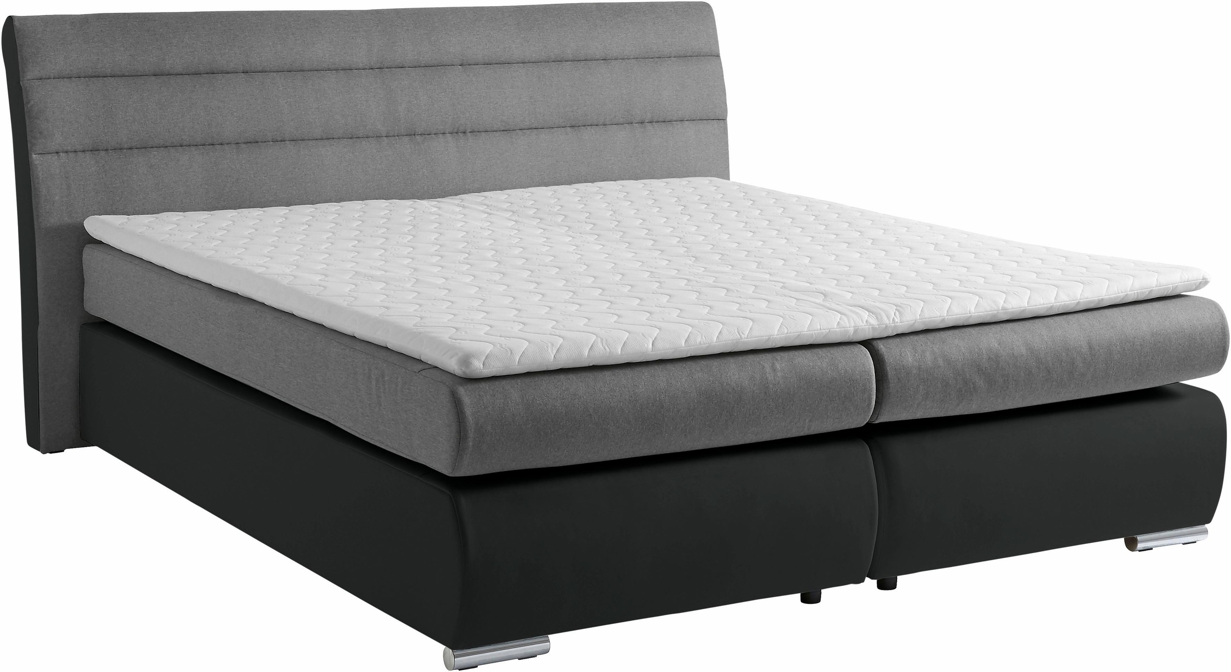 Places of Style Boxspringbett »Luna«, in Struktur-/Kunstleder-Mix, Überlänge 220 cm, bis zu 3 Härtegrade