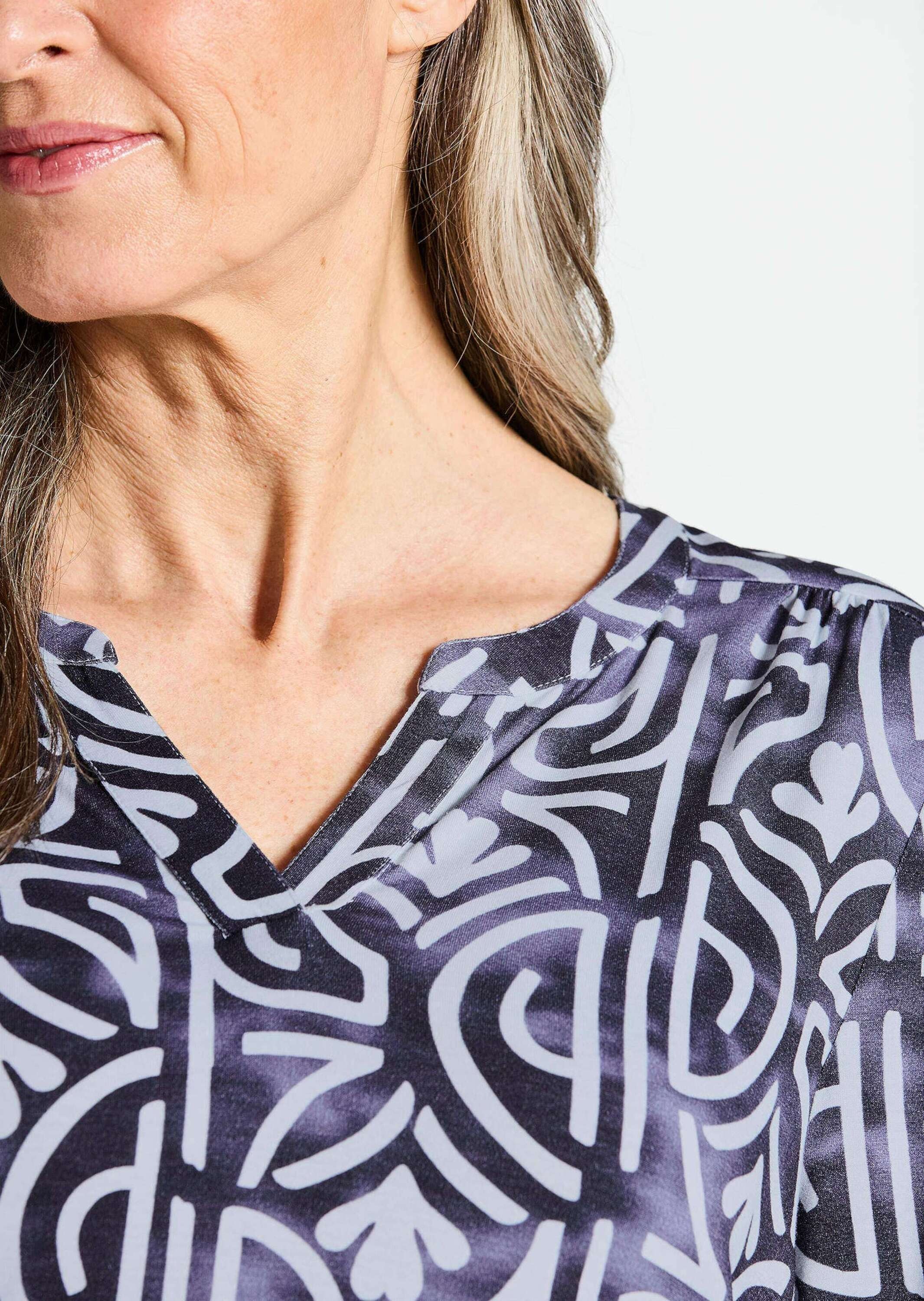 GOLDNER Schlupfbluse »Kurzgröße Bluse mit Muster, Halbarm«