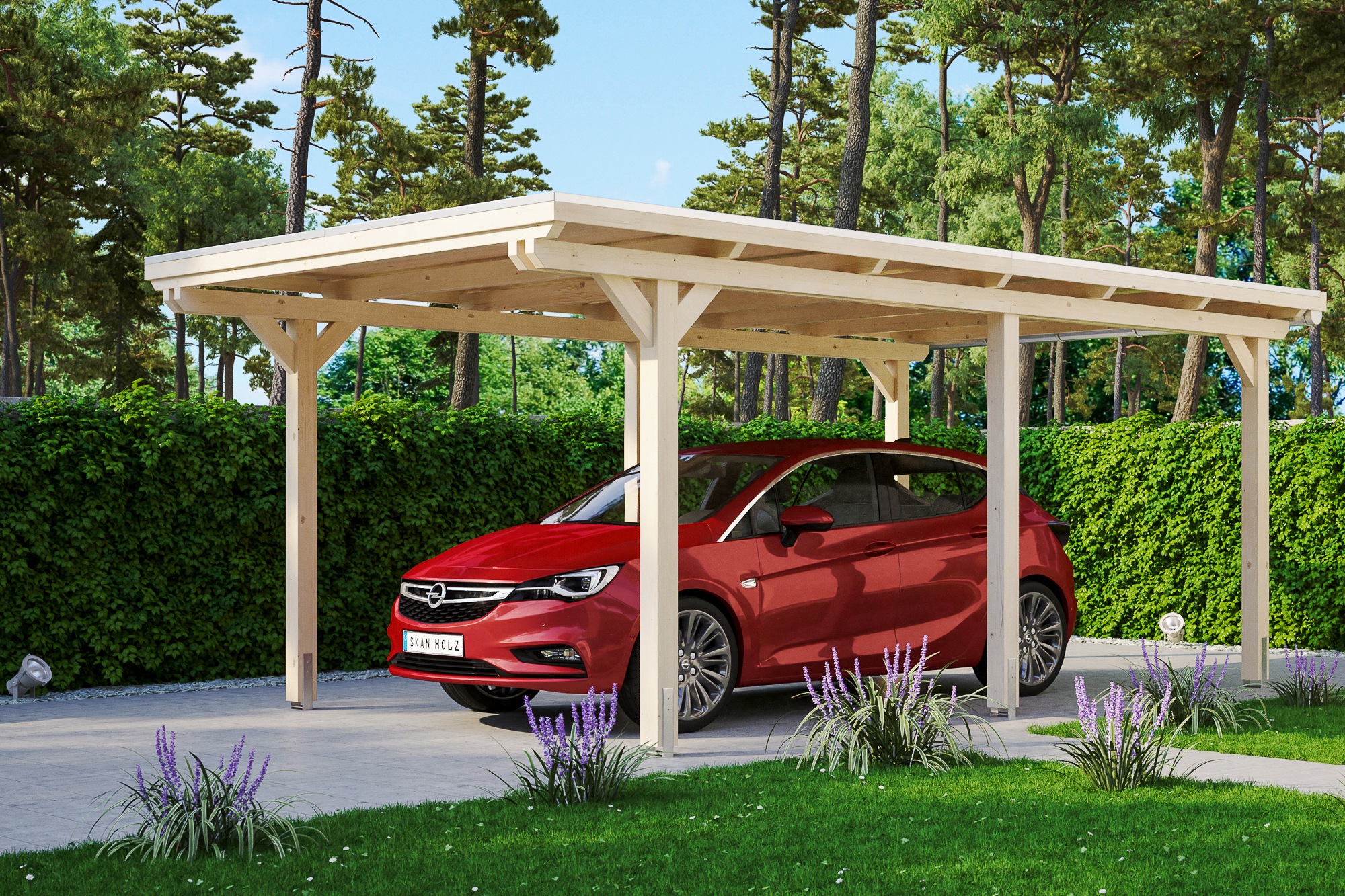 Skanholz Einzelcarport "Emsland" Massivholz 291 cm natur versch. Farben