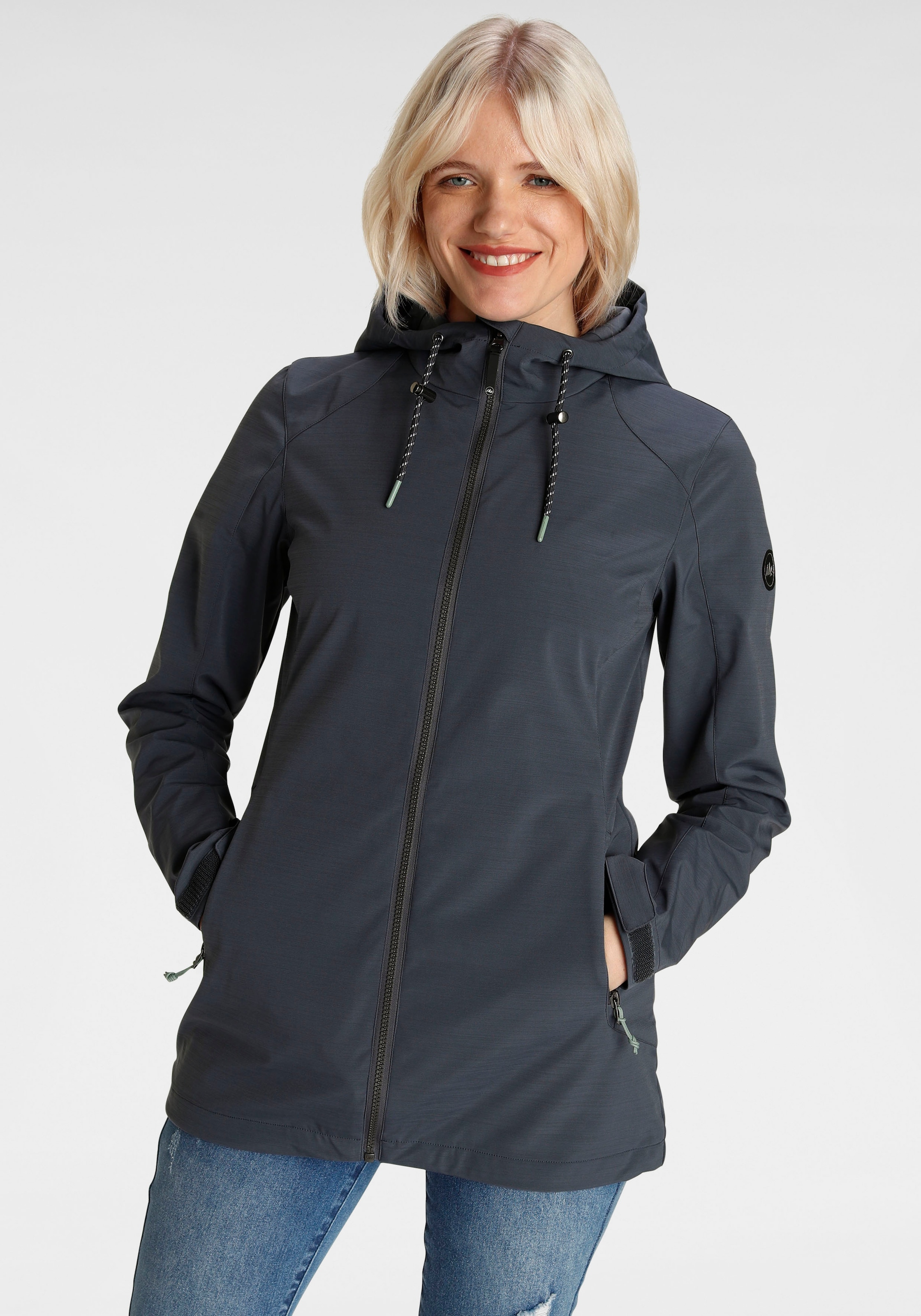 tollen Kapuze, schicker BAUR »Mondda«, Details | mit Outdoorjacke Ragwear Übergangsparka bestellen Damen mit