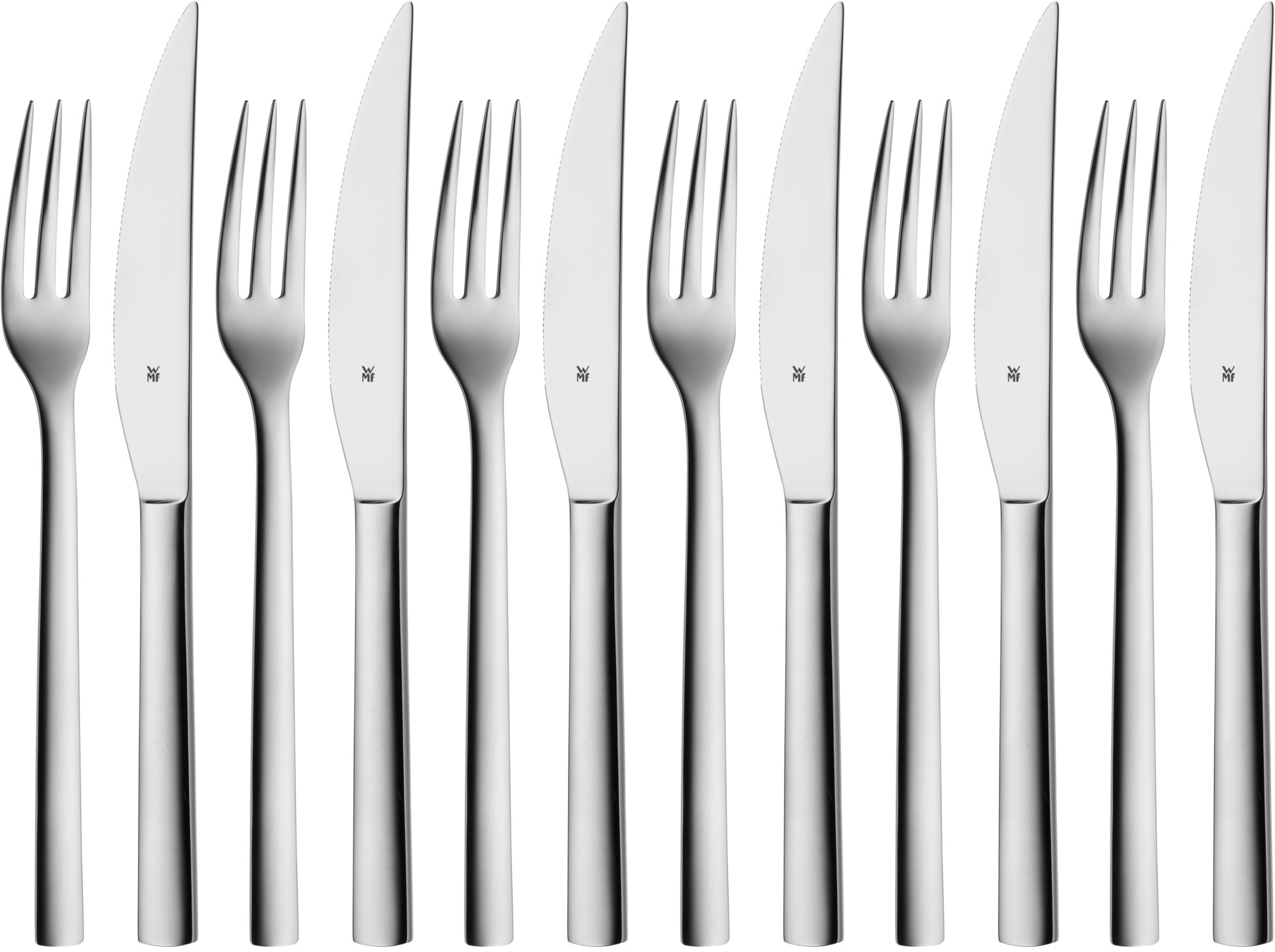 WMF Steakbesteck »Nuova«, (Set, 12 tlg.), Solide Monobloc Steakmesser