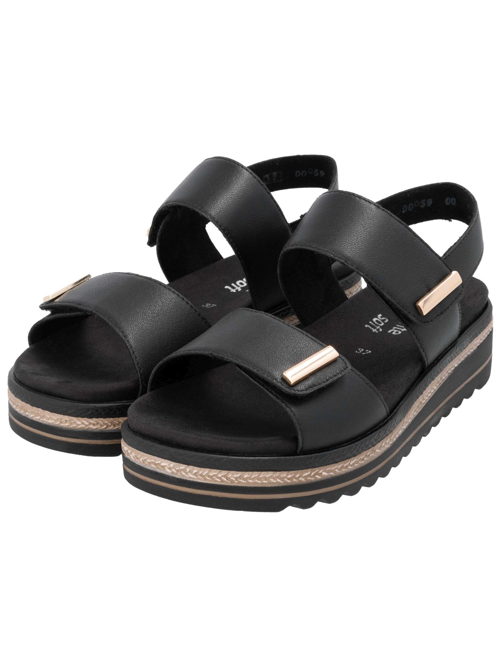 Plateausandaletten REMONTE "Remonte Sandalen Glattleder", Damen, Gr. 41, schwarz, Glattleder, Schuhe 6