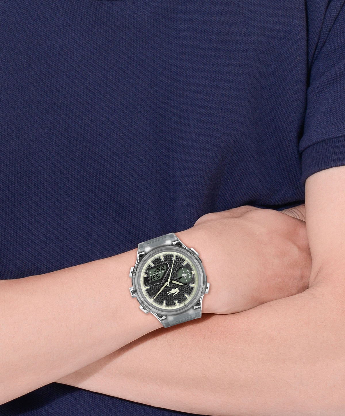 Lacoste Quarzuhr »LC33«, Armbanduhr, Herrenuhr, Silikonarmband, analog, digital, Wochentag