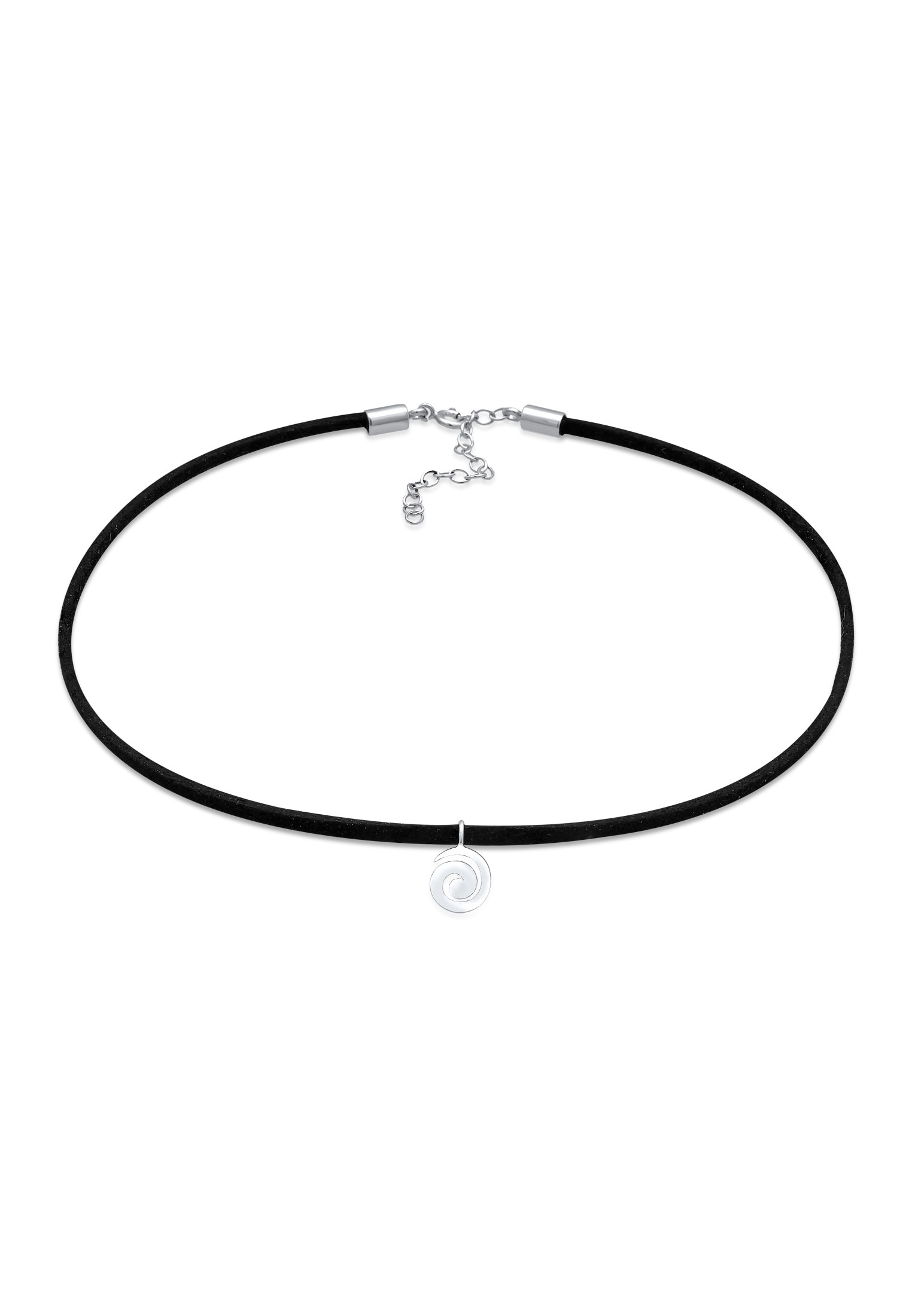 ELLI Damen Choker "Halskette Choker Velour Schwarz Spirale Trend 925 Silber", ohne Stein, Silber 925 (Sterlingsilber), schwarz, Silber 925
