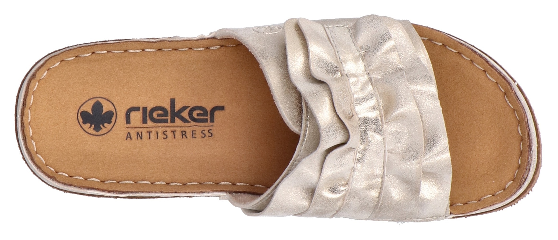 Rieker Pantolette, Sommerschuh, Strandschuh, Hausschuh mit modischer Plateausohle