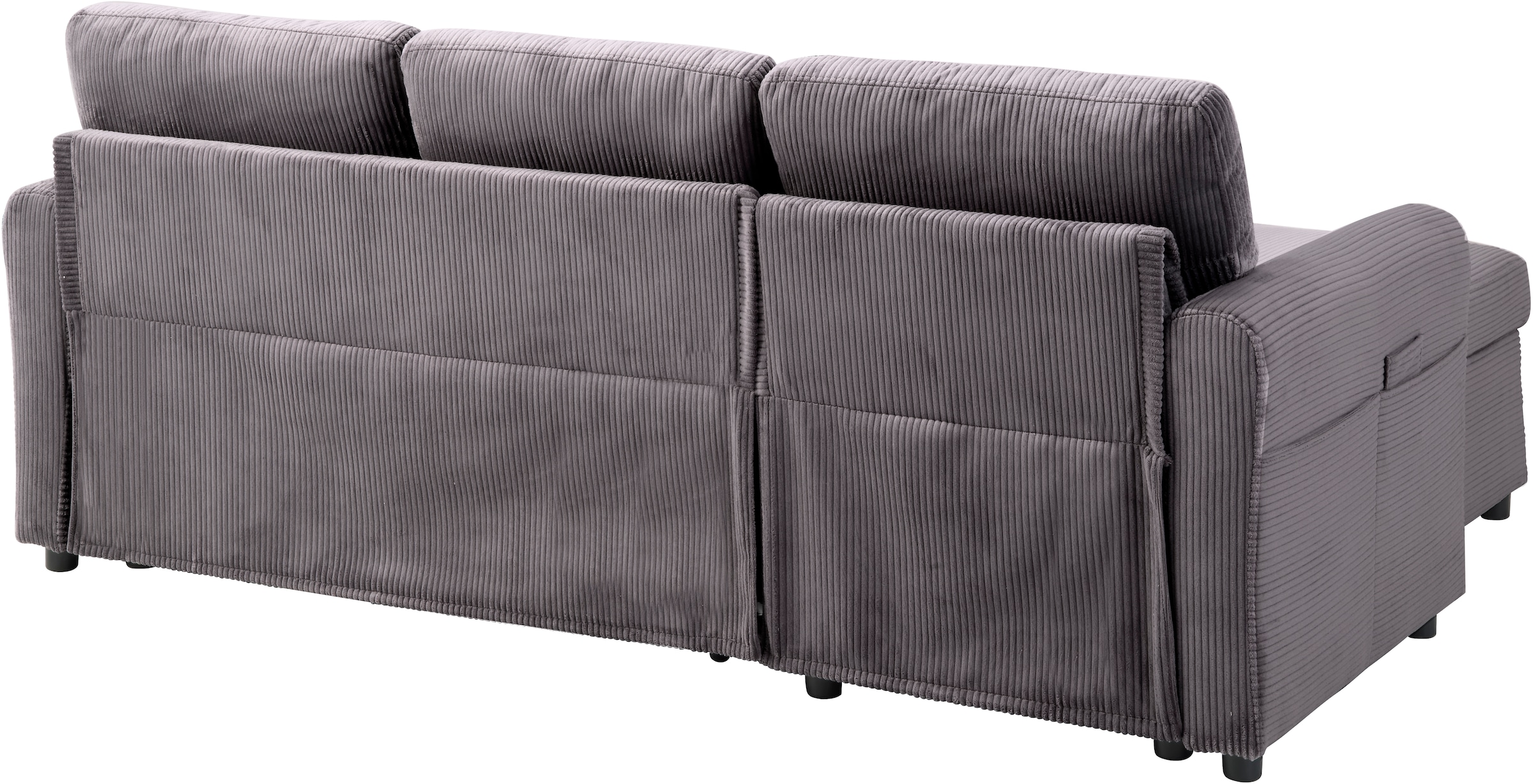 ATLANTIC home collection Ecksofa »Gustavo L-Form«, mit Schlaffunktion, Stauraum & seitlichen Taschen