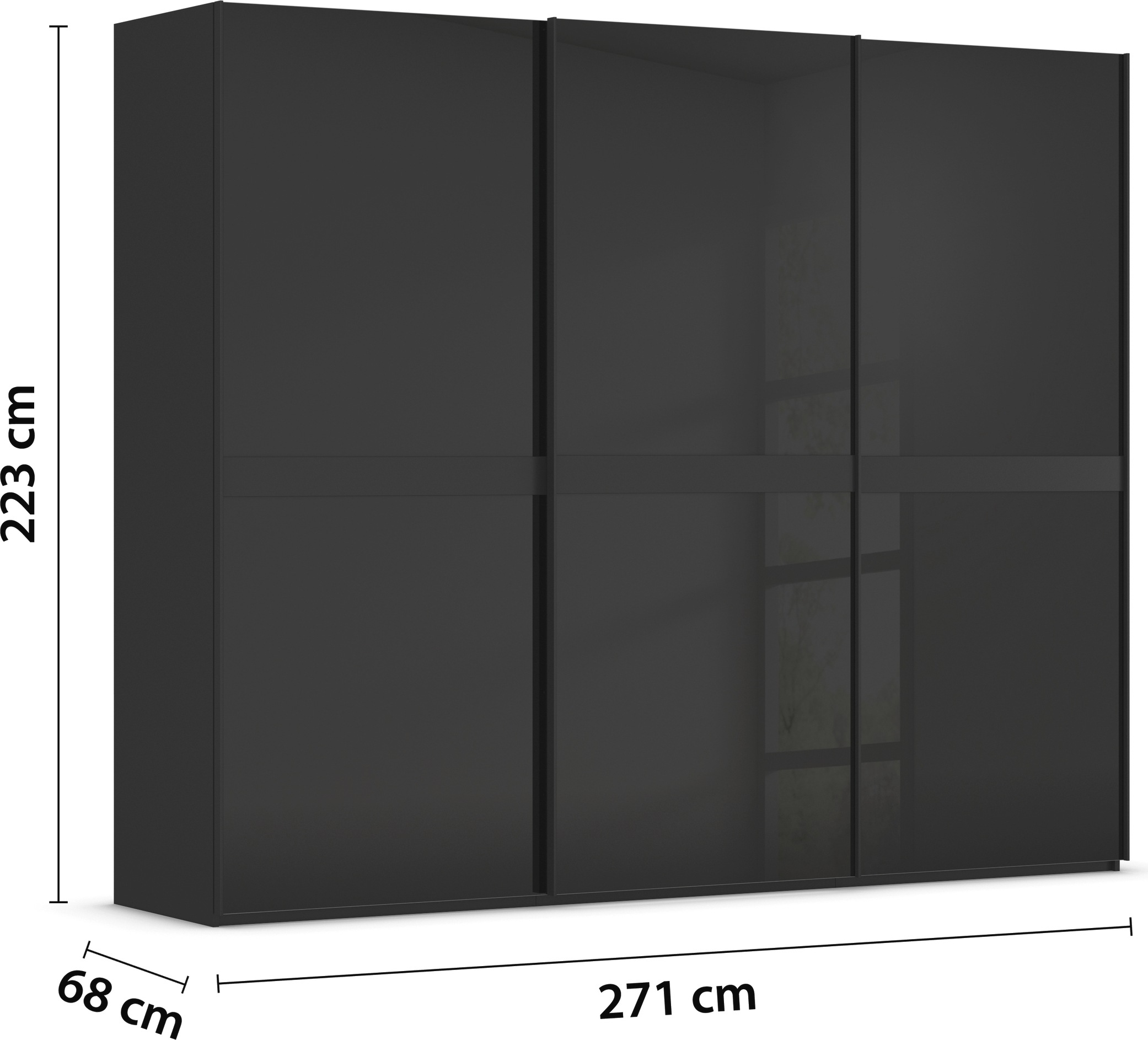 rauch Schwebetürenschrank »Kleiderschrank Schrank Garderobe Schlafzimmerschrank SCALE-LINE«, edle Optik mit Bauchbinde in Korpusfarbe mit Glasfront MADE IN GERMANY