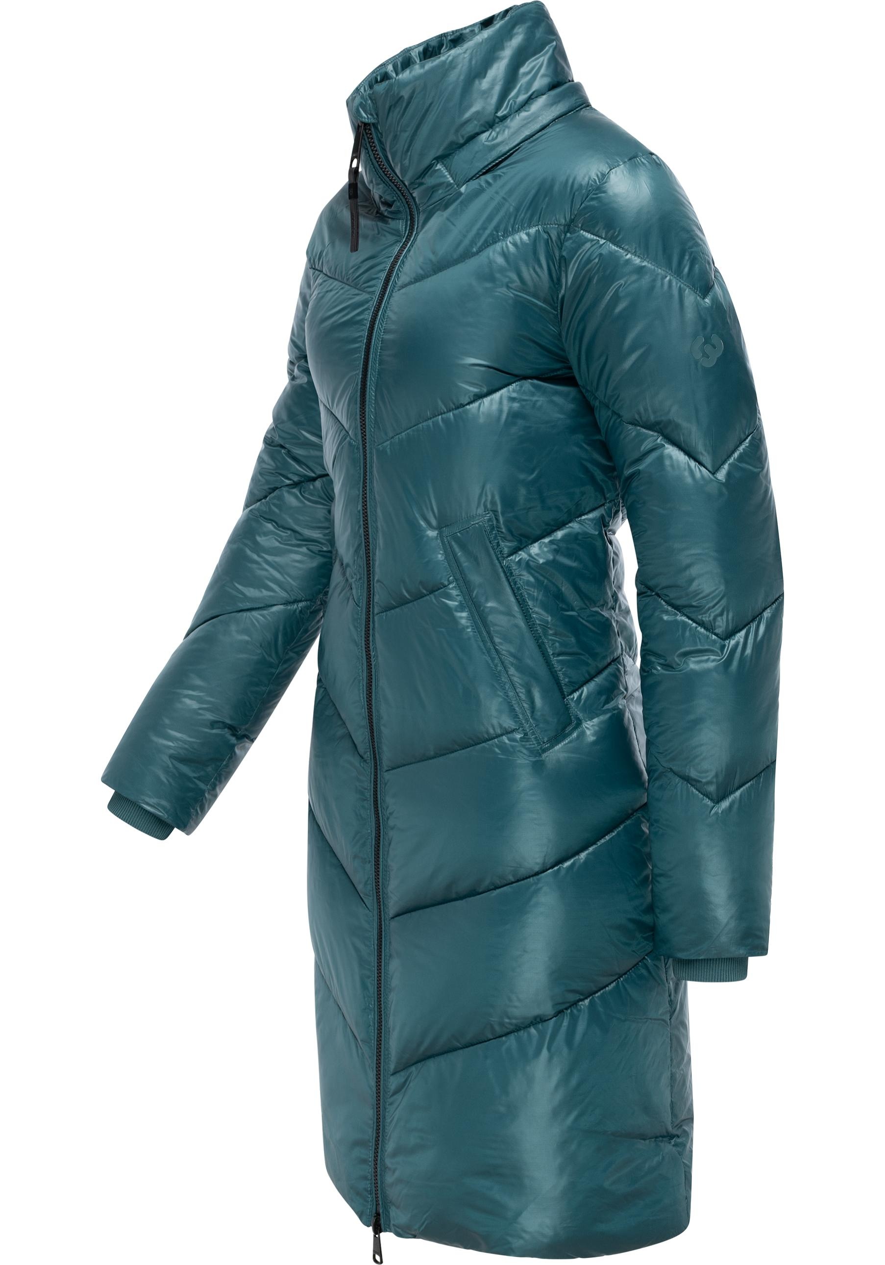 Ragwear Wintermantel »Rebelka Shiny«, Glänzender Winter Steppmantel mit Kapuze