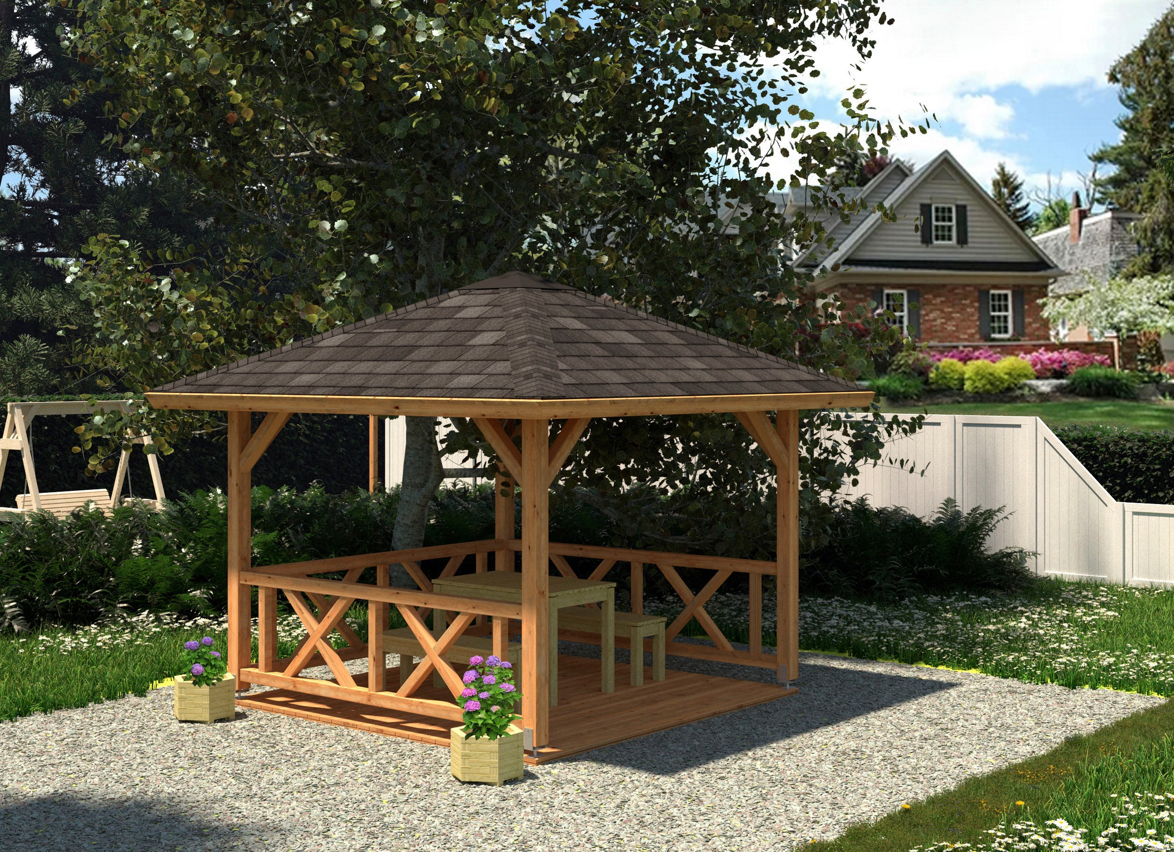 Palmako Holzpavillon »Betty«, BxT: 368x368 cm, hellbraun