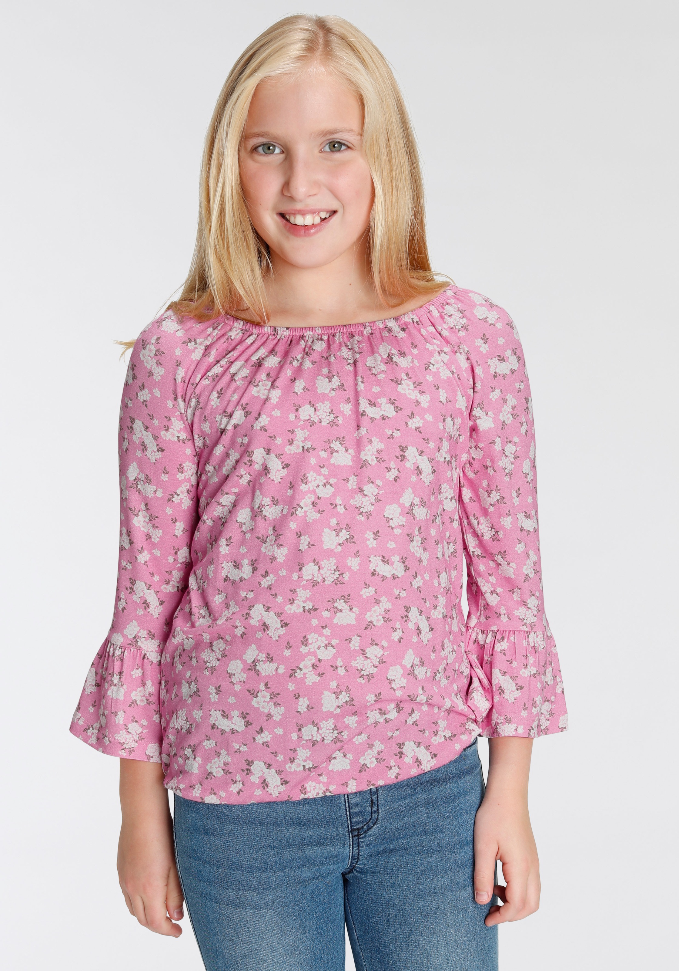 3/4-Arm-Shirt, bedruckt mit KIDSWORLD | BAUR bestellen Blumen