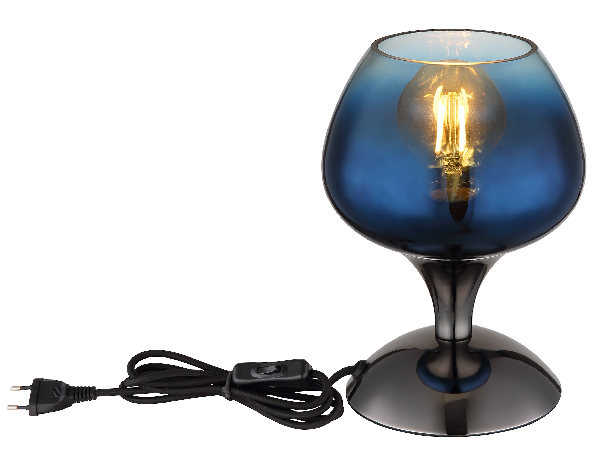 GLOBO LIGHTING Tischleuchte »MAXY«, Leuchtmittel E27 | ohne Leuchtmittel, Tischlampe/Glas blau/modern/Wohnzimmer/Schlafzimmer