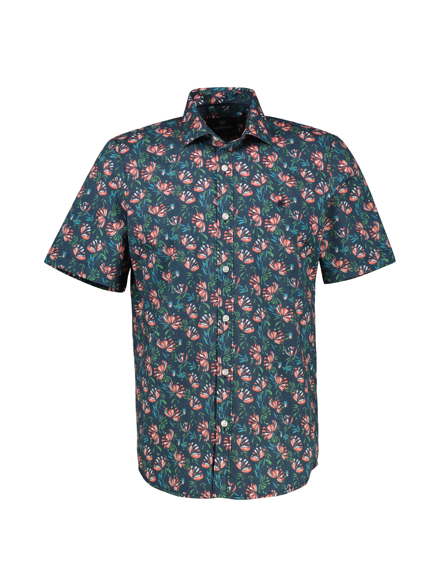 LERROS Kurzarmhemd »LERROS Herren Poplin-Stretchhemd, floral gemustert«