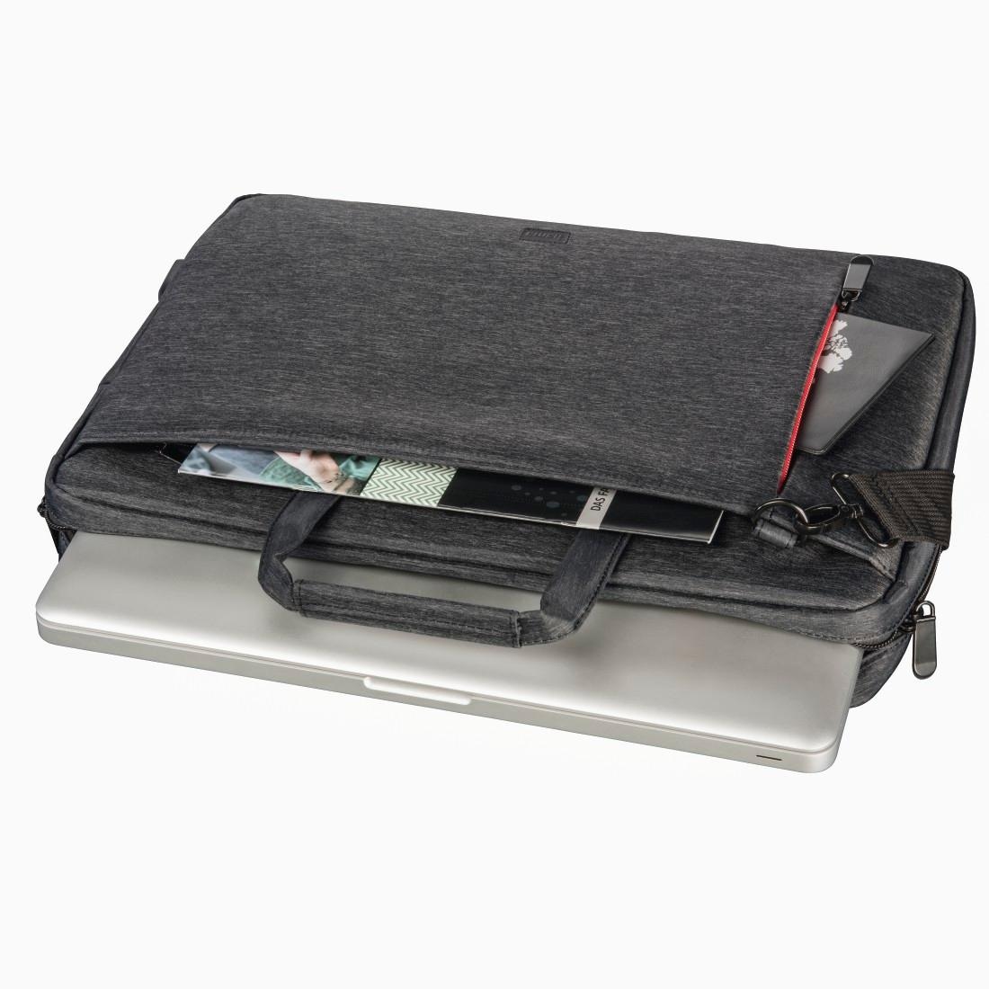 Hama Laptoptasche »Notebook Tasche bis 44cm (17,3"), Farbe Schwarz, modisches Design«, Mit Tabletfach, Vordertaschen, Organizerstruktur, Trolleyband,USB-Port