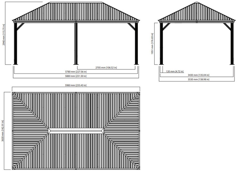 Sojag Pavillon »Marsala 1220«, BxT: 365x598 cm, Aluminiumgestell